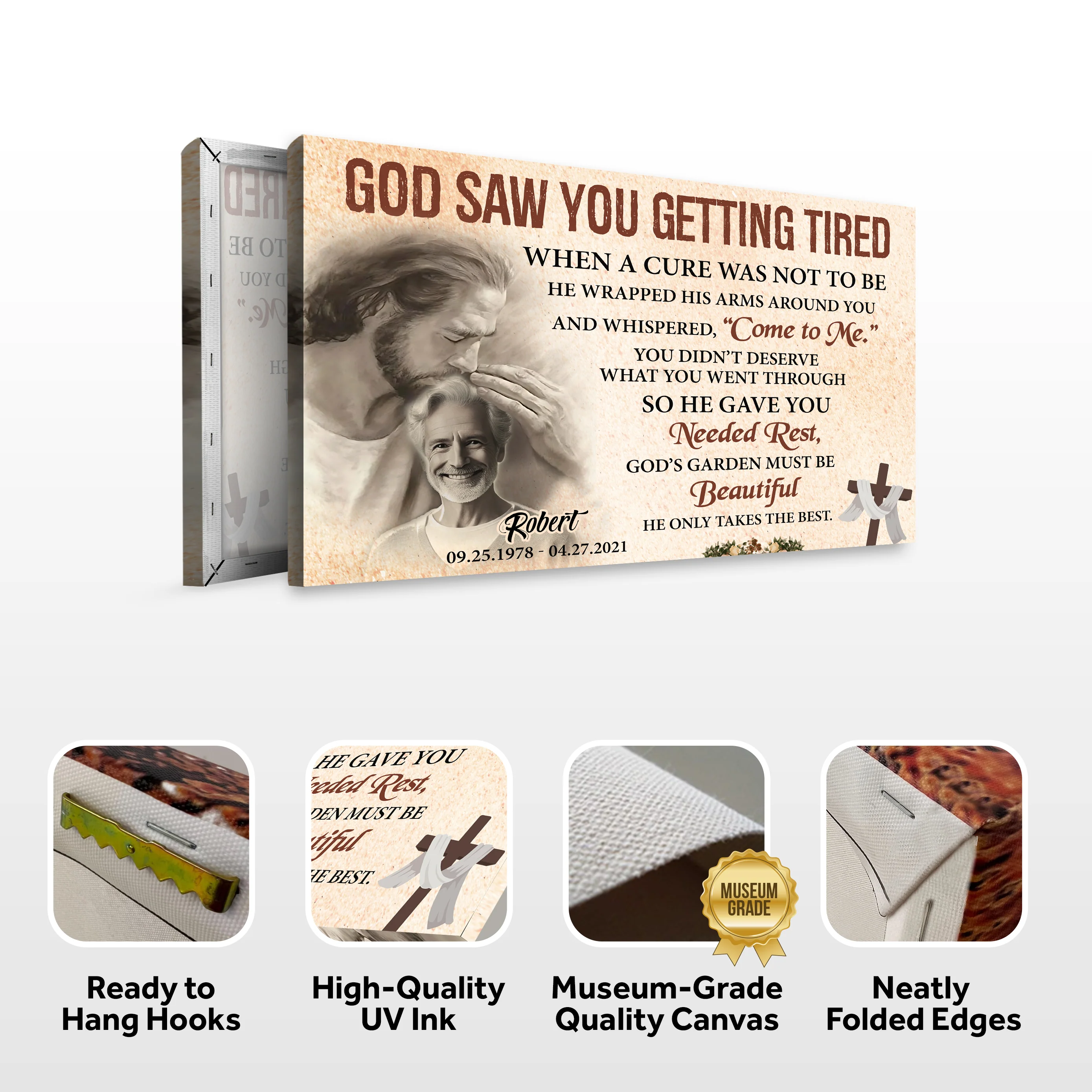 Personalized God Saw You Getting Tired Memorial Sign III - Image 6