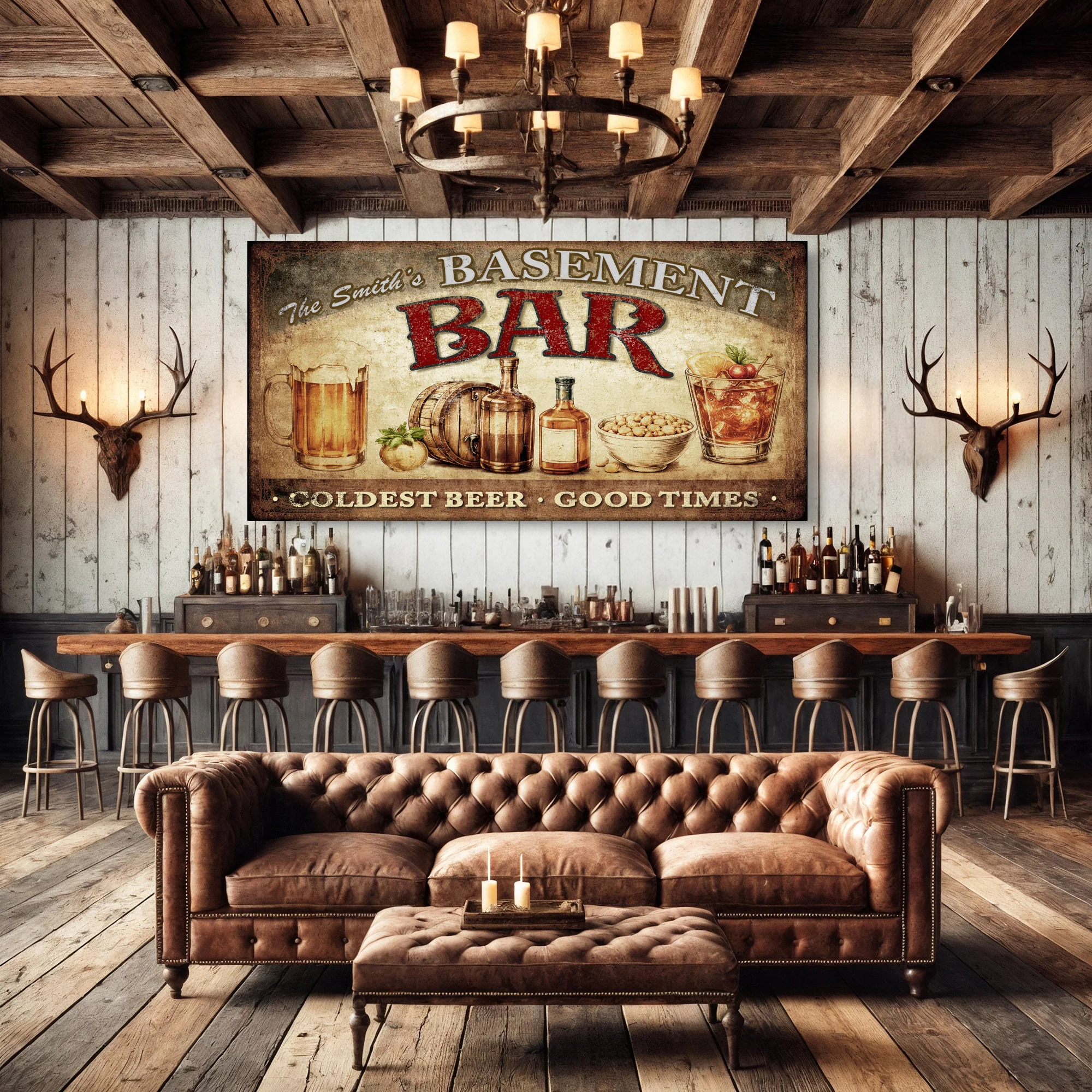 Personalized Rustic Basement Bar Wall Sign - Image 4