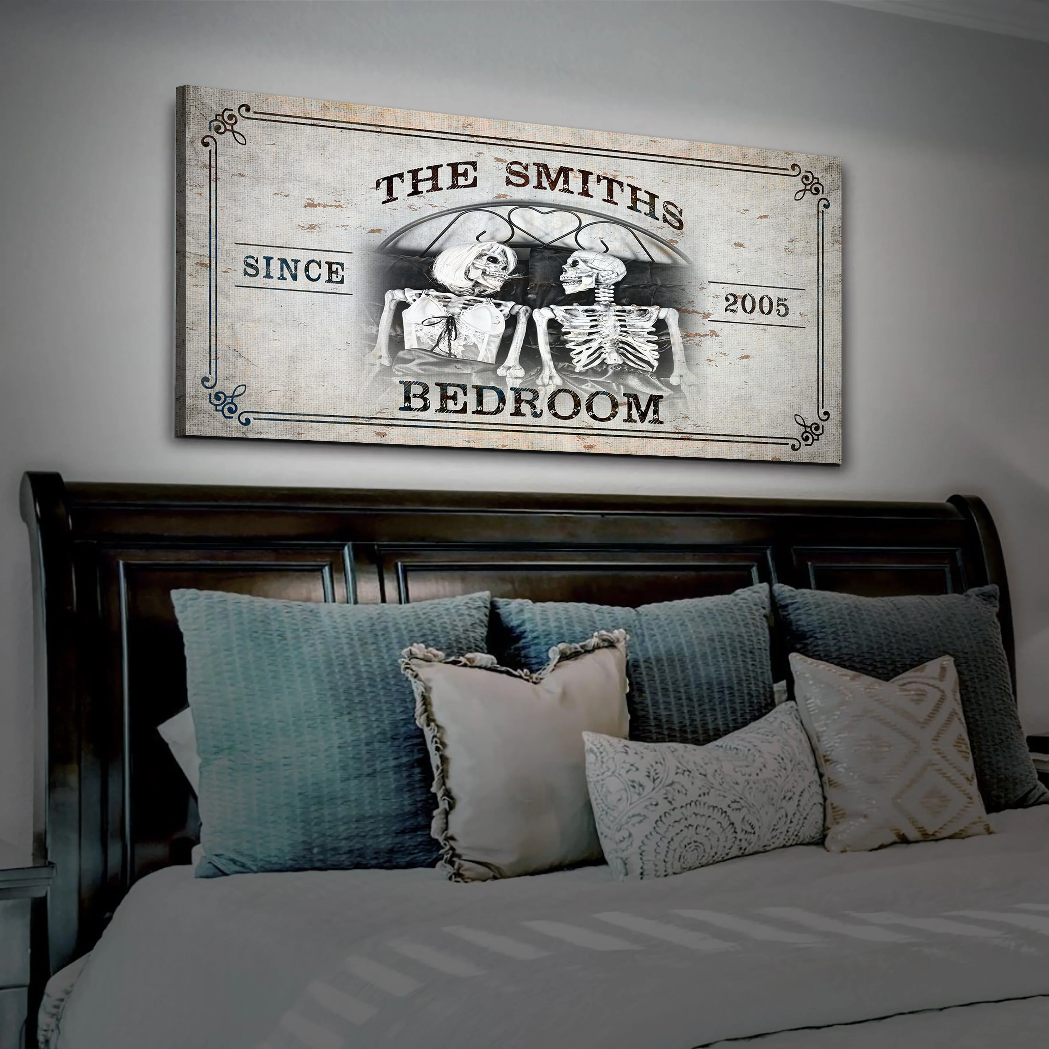 Personalized Skeleton Bedroom Sign - Gothic Art For Bedroom - Image 6