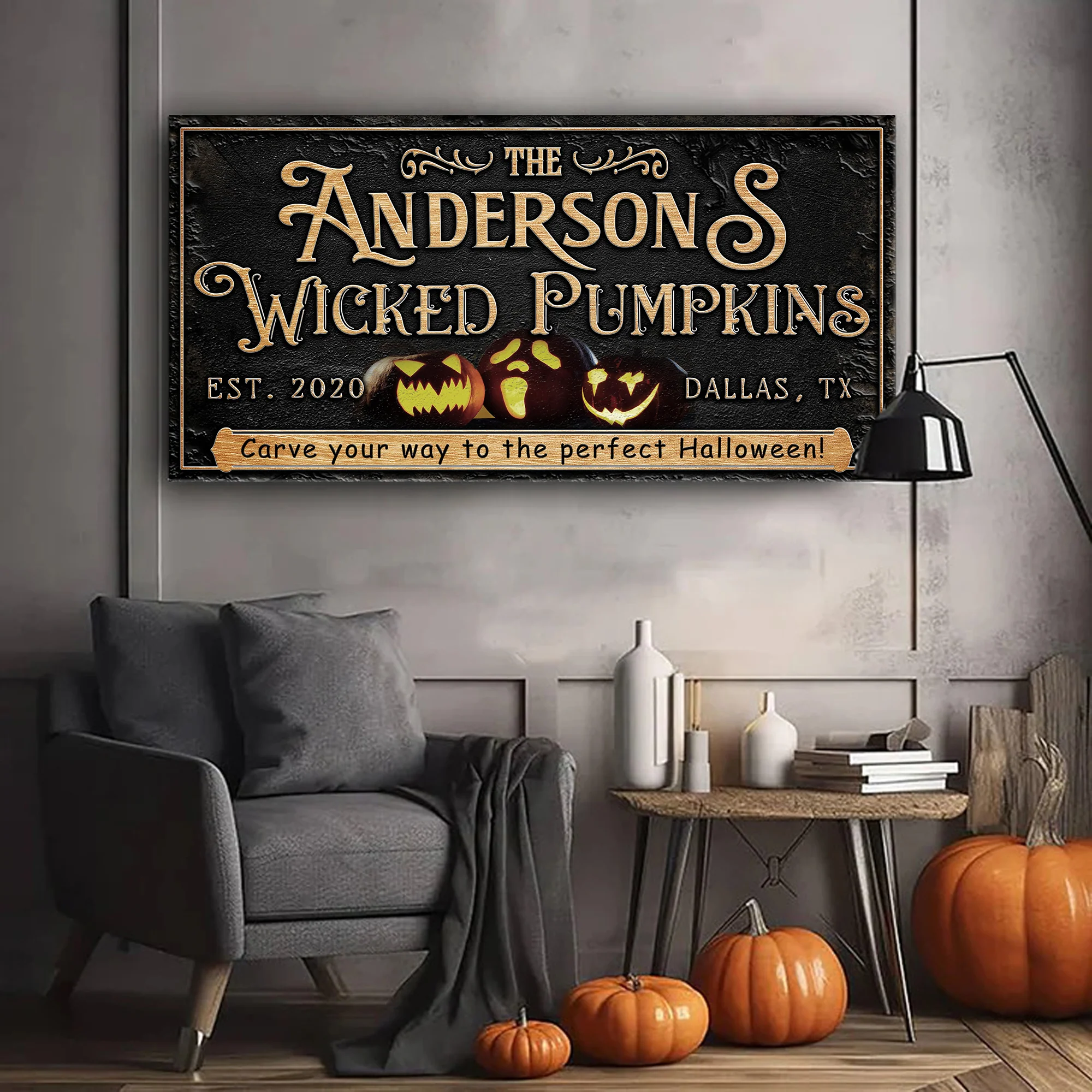 Personalized Wicked Pumpkins Halloween Sign - Image 3