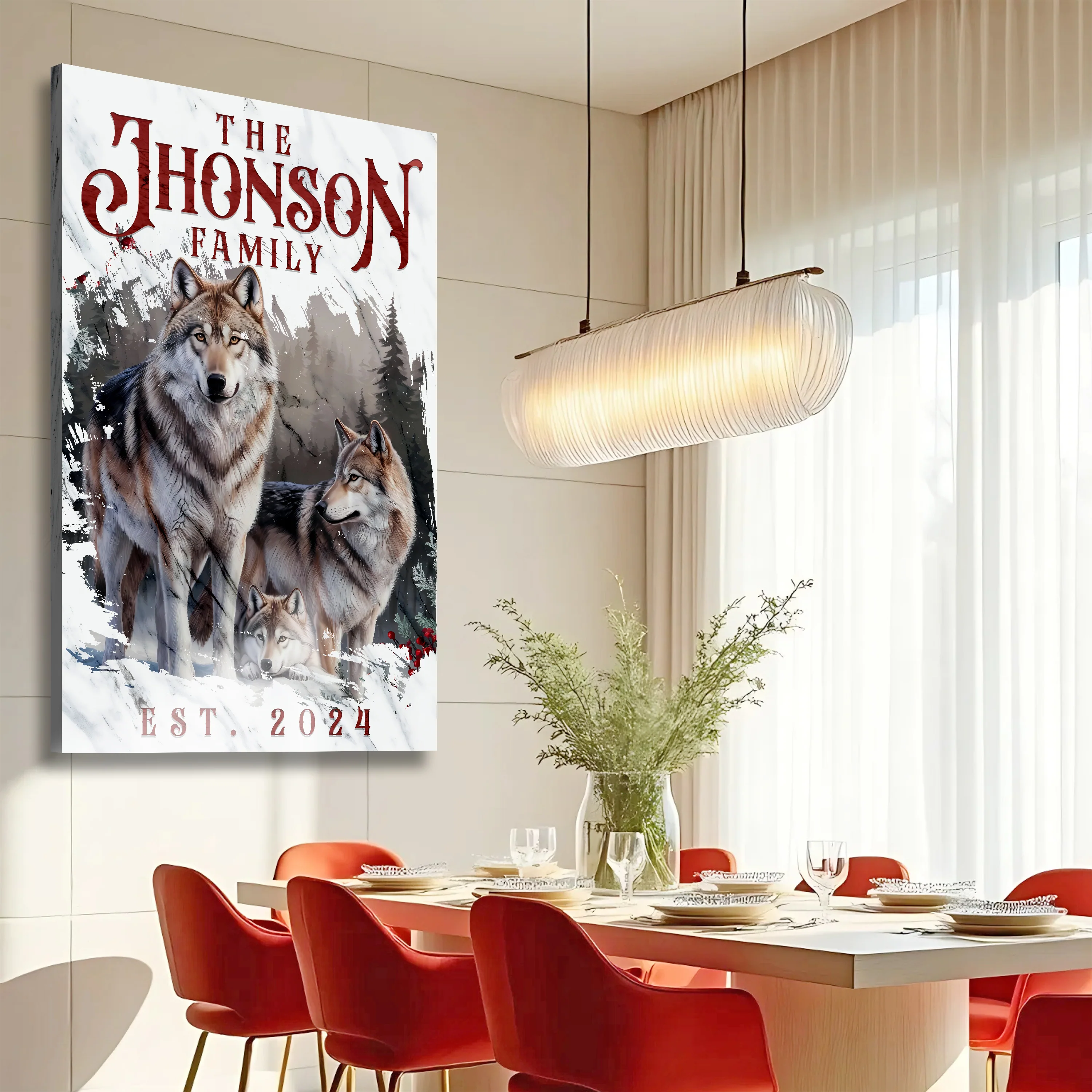 Personalized Wolf Family Wall Art - Image 2