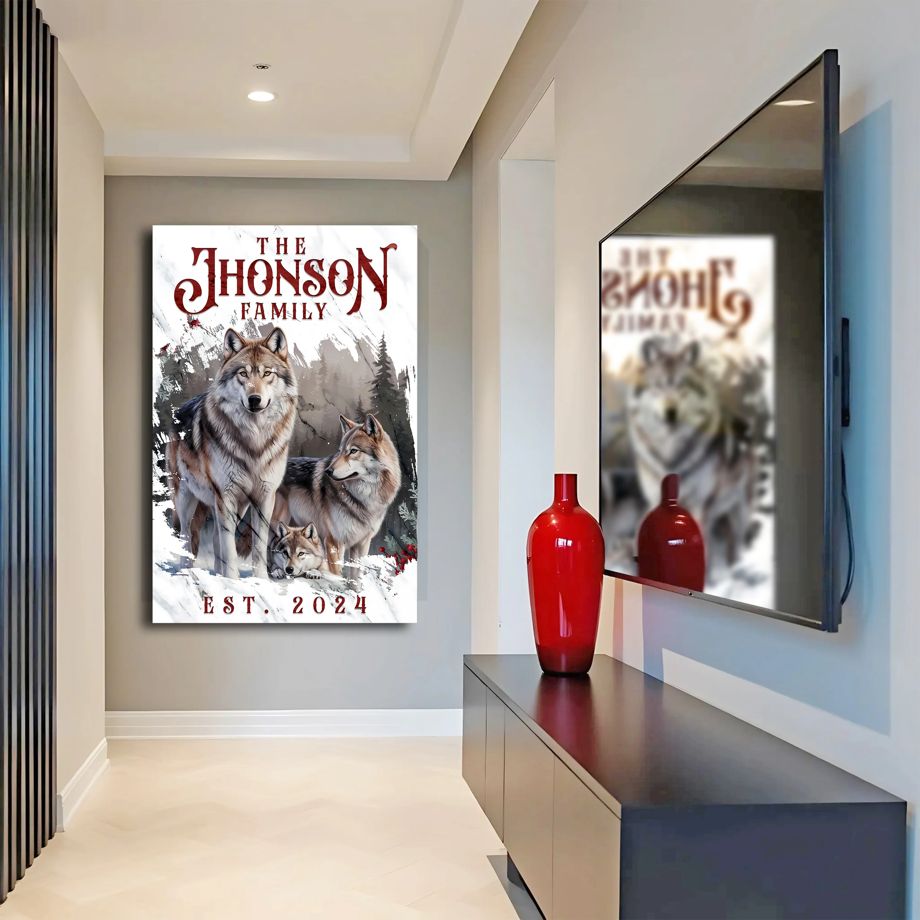 Personalized Wolf Family Wall Art - Image 3