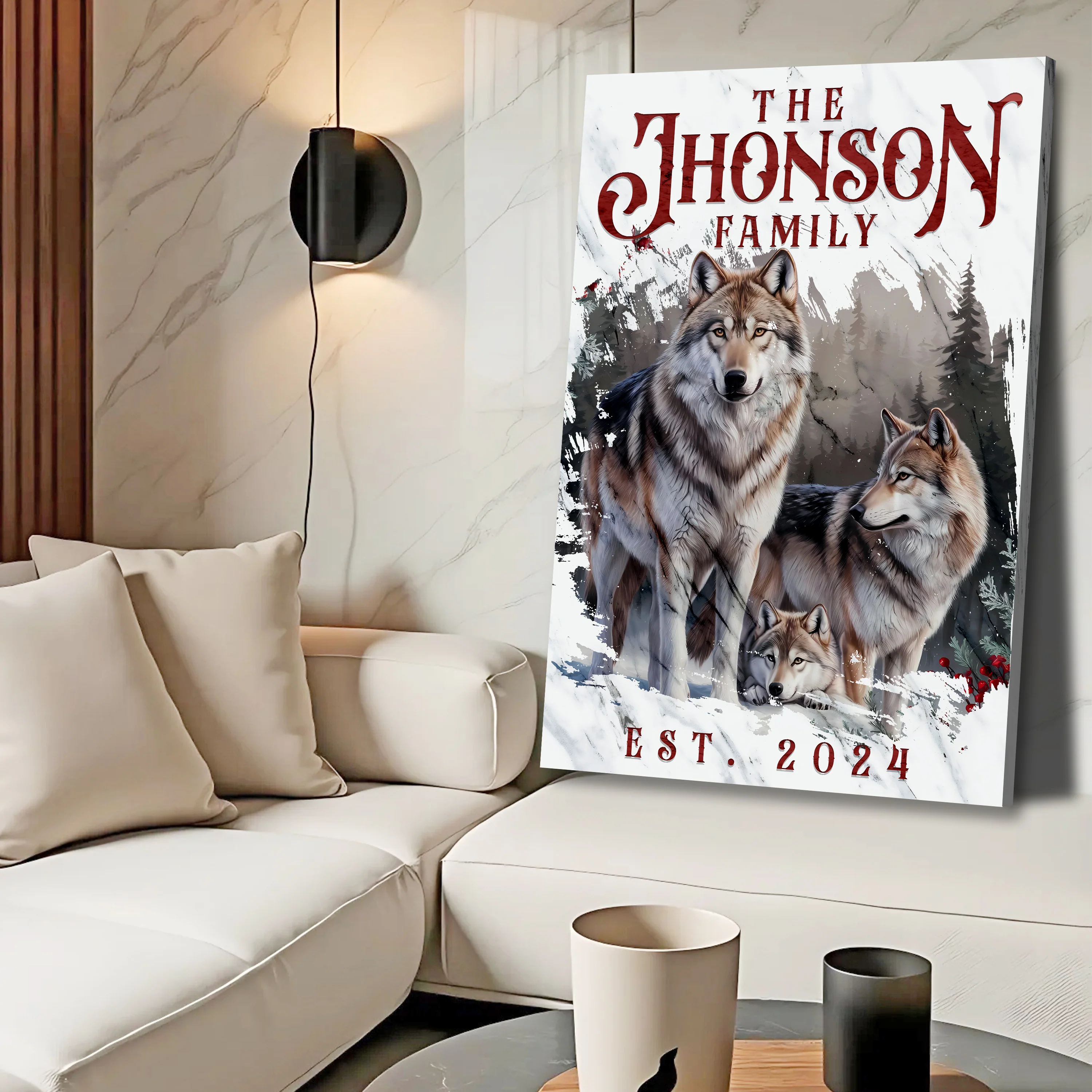 Personalized Wolf Family Wall Art - Image 4