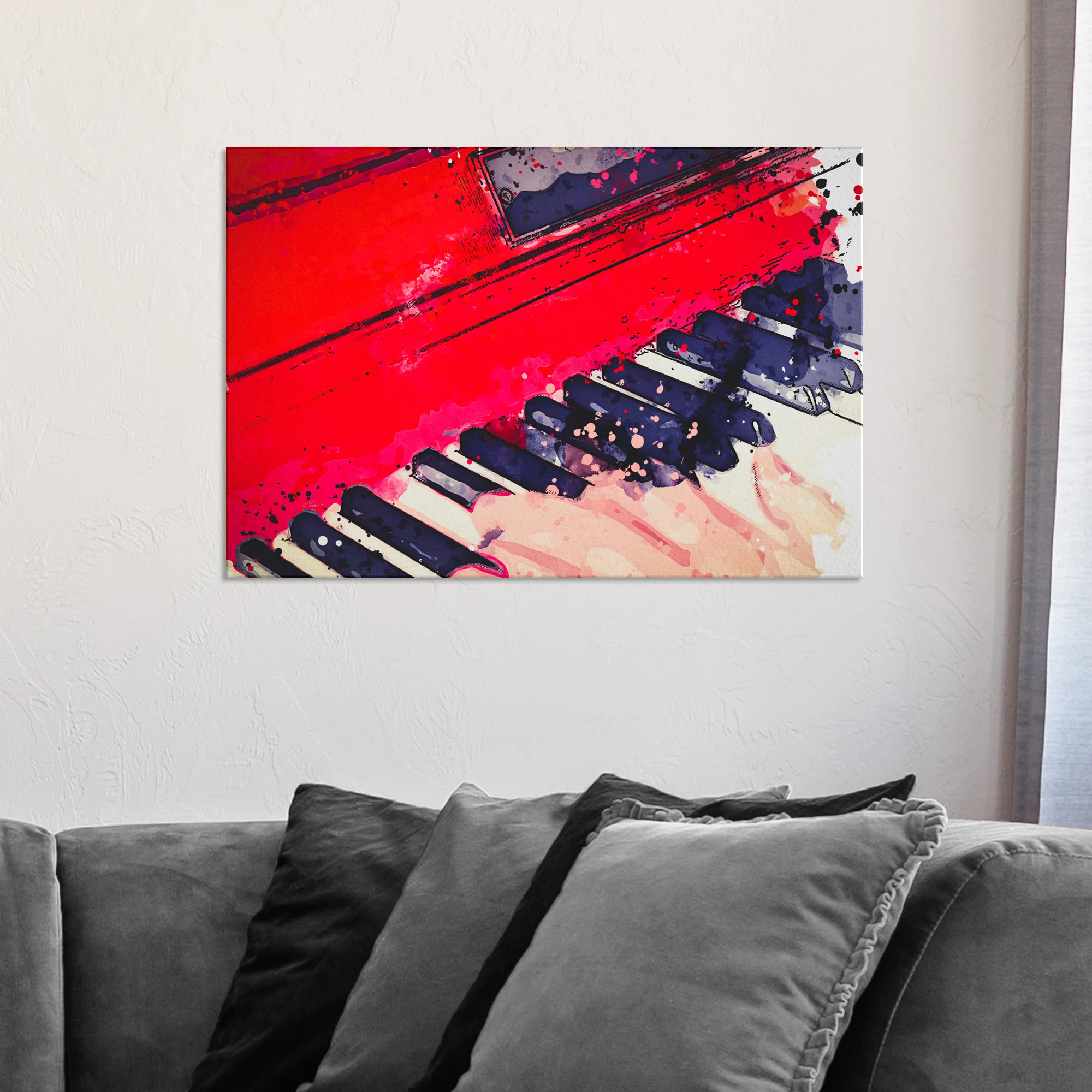 Piano Watercolor Canvas Wall Art - Image 3