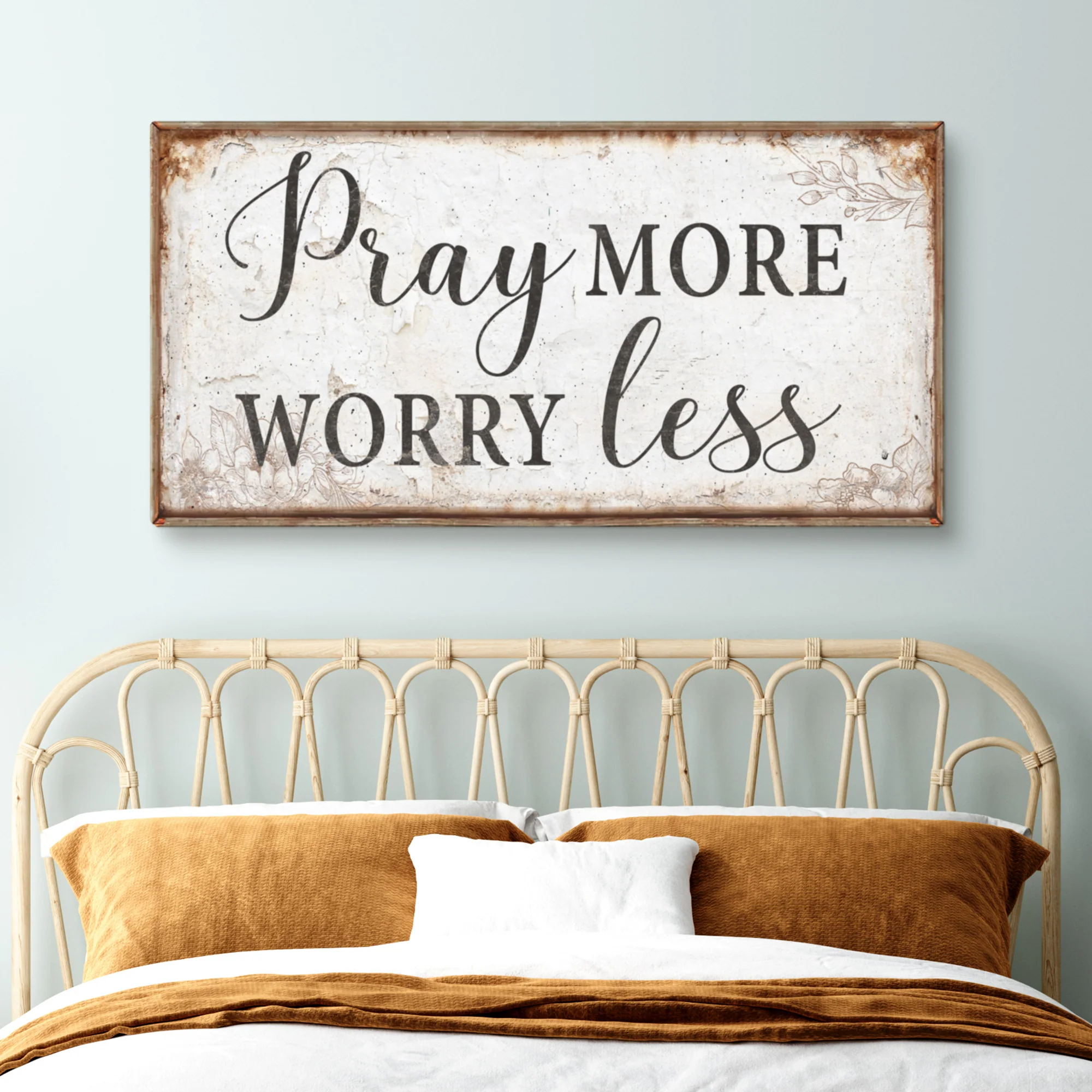 Pray More Worry Less Faith Sign - Image 2