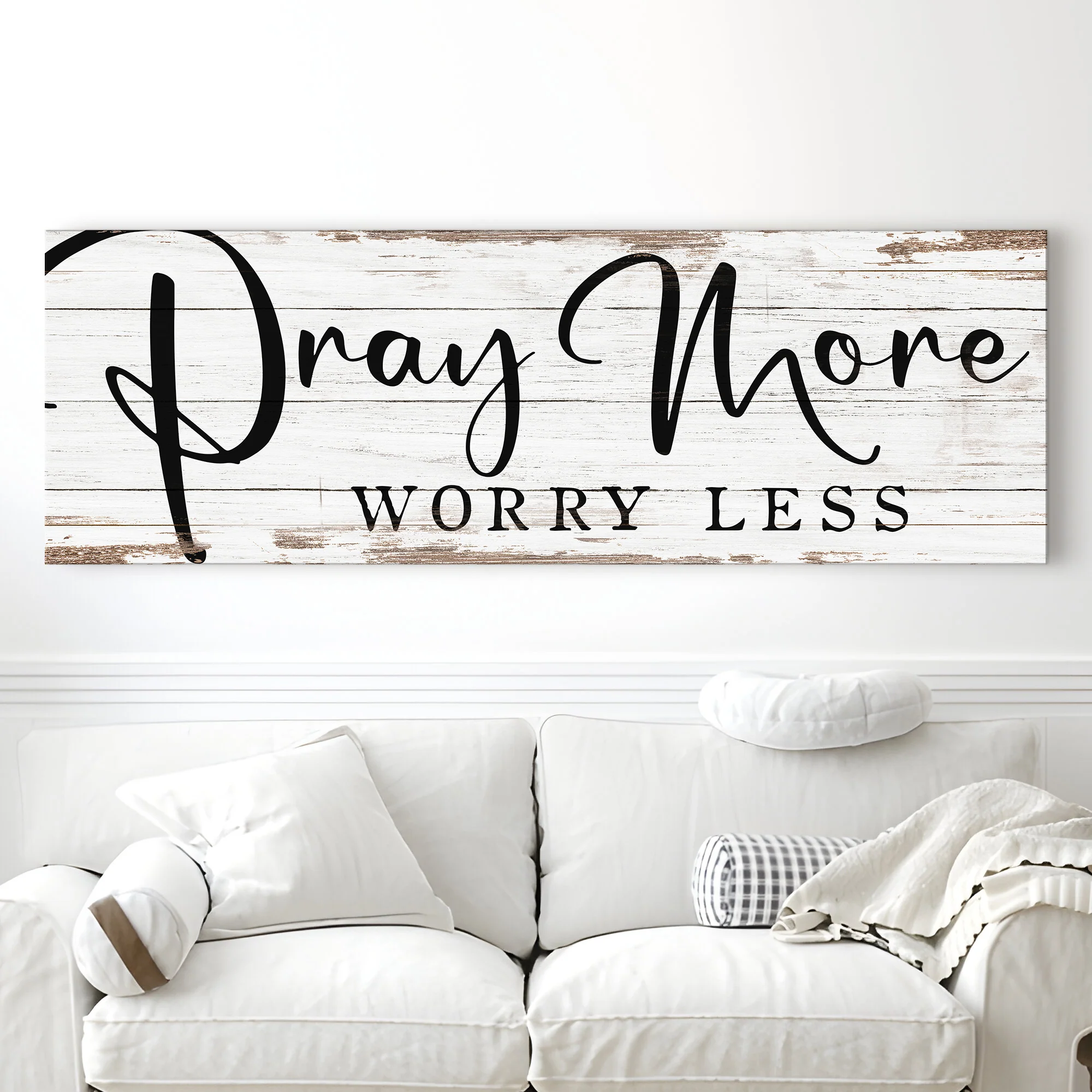 Pray More Worry Less Faith Sign III - Image 2