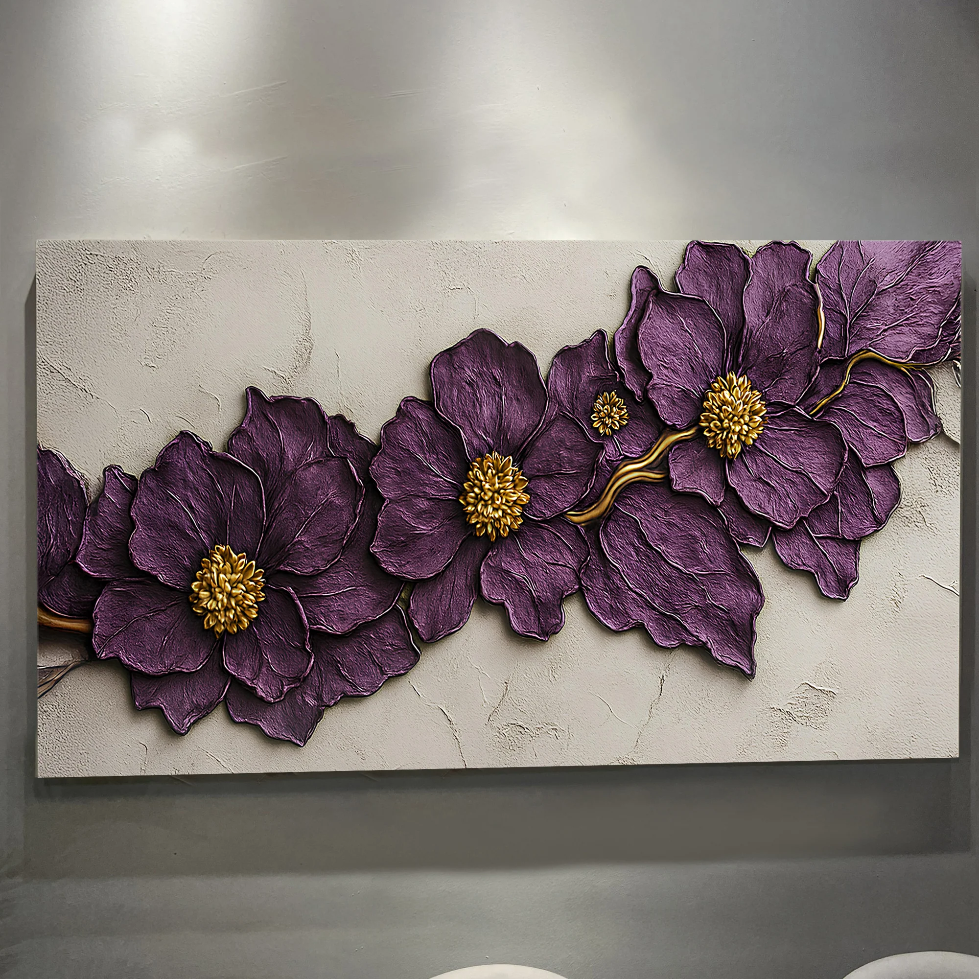 Purple Flower Plaster Wall Art - Image 4