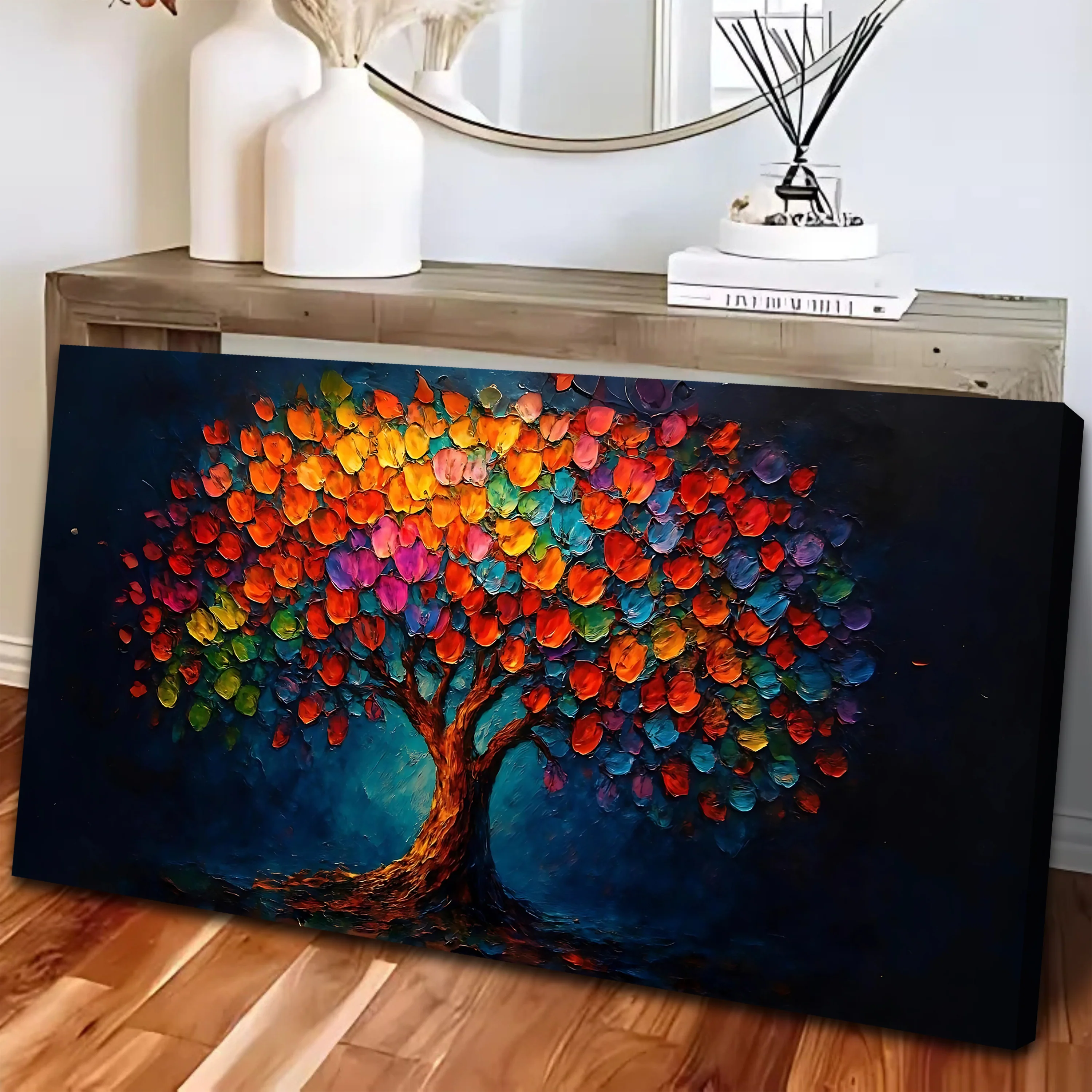 Rainbow Bloom Impasto Wall Art - Image 4