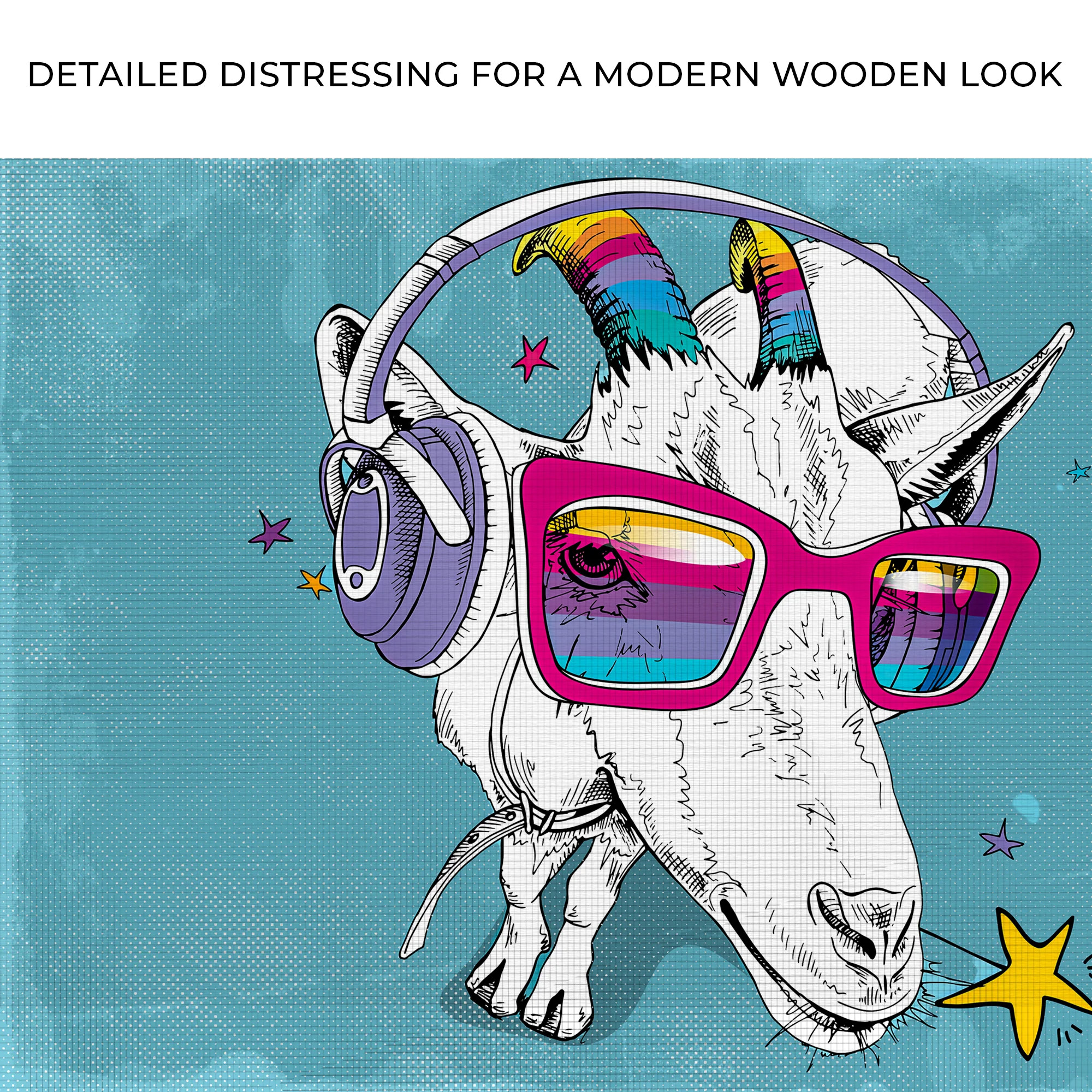 Rainbow Cool Goat Canvas Wall Art - Image 4