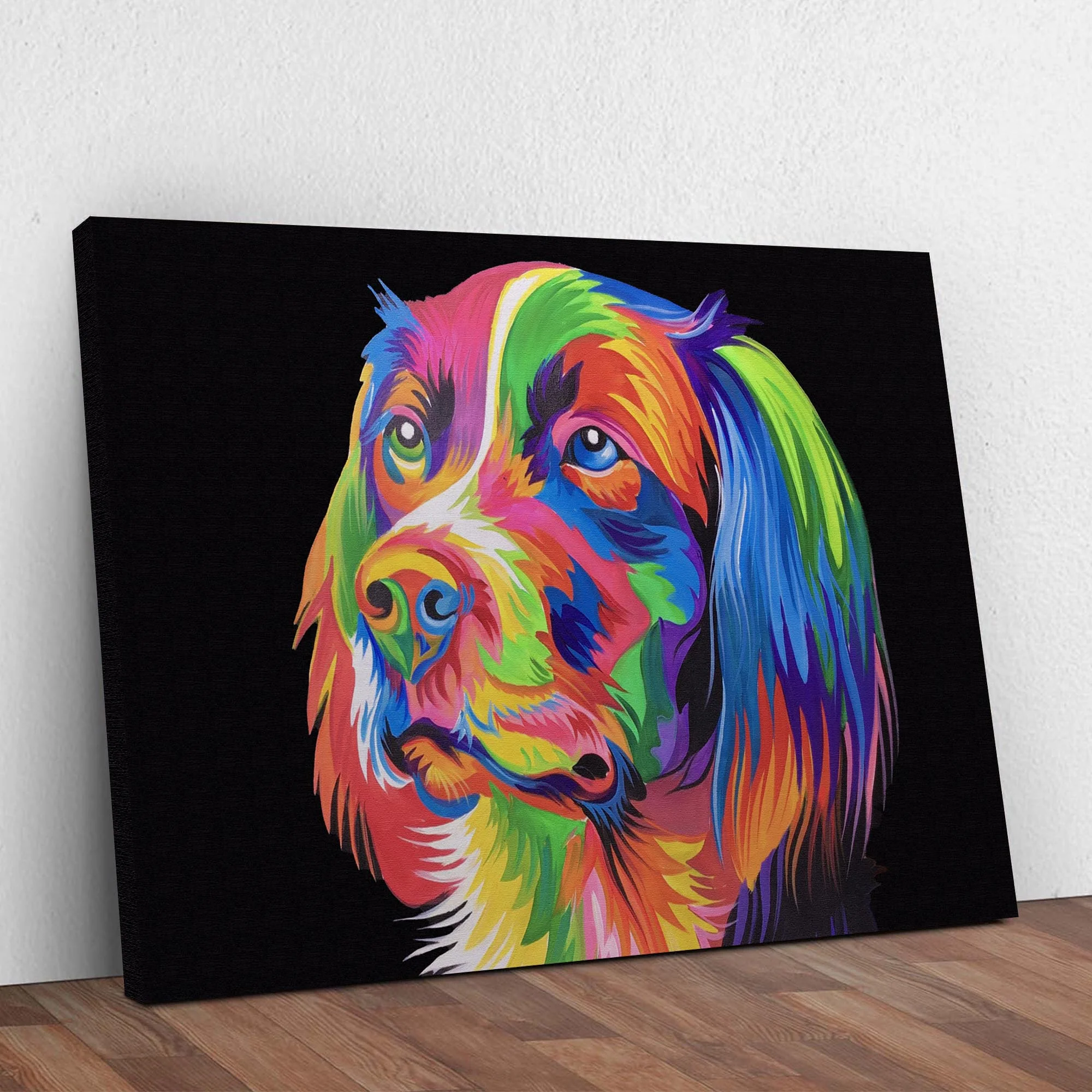 Rainbow Dog Painting Canvas Wall Art - Image 2