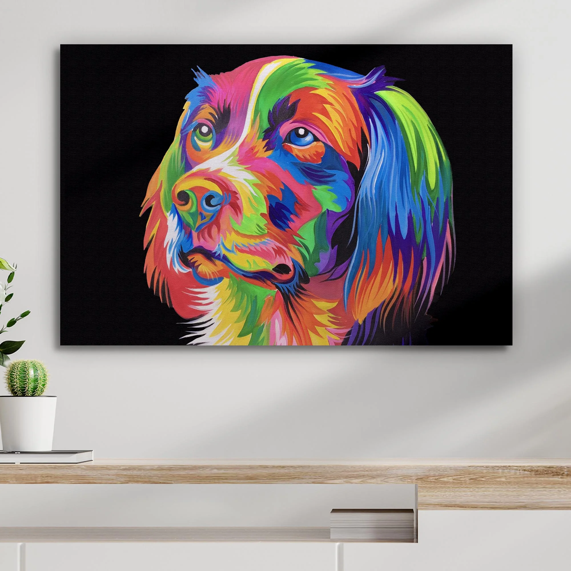 Rainbow Dog Painting Canvas Wall Art - Image 3