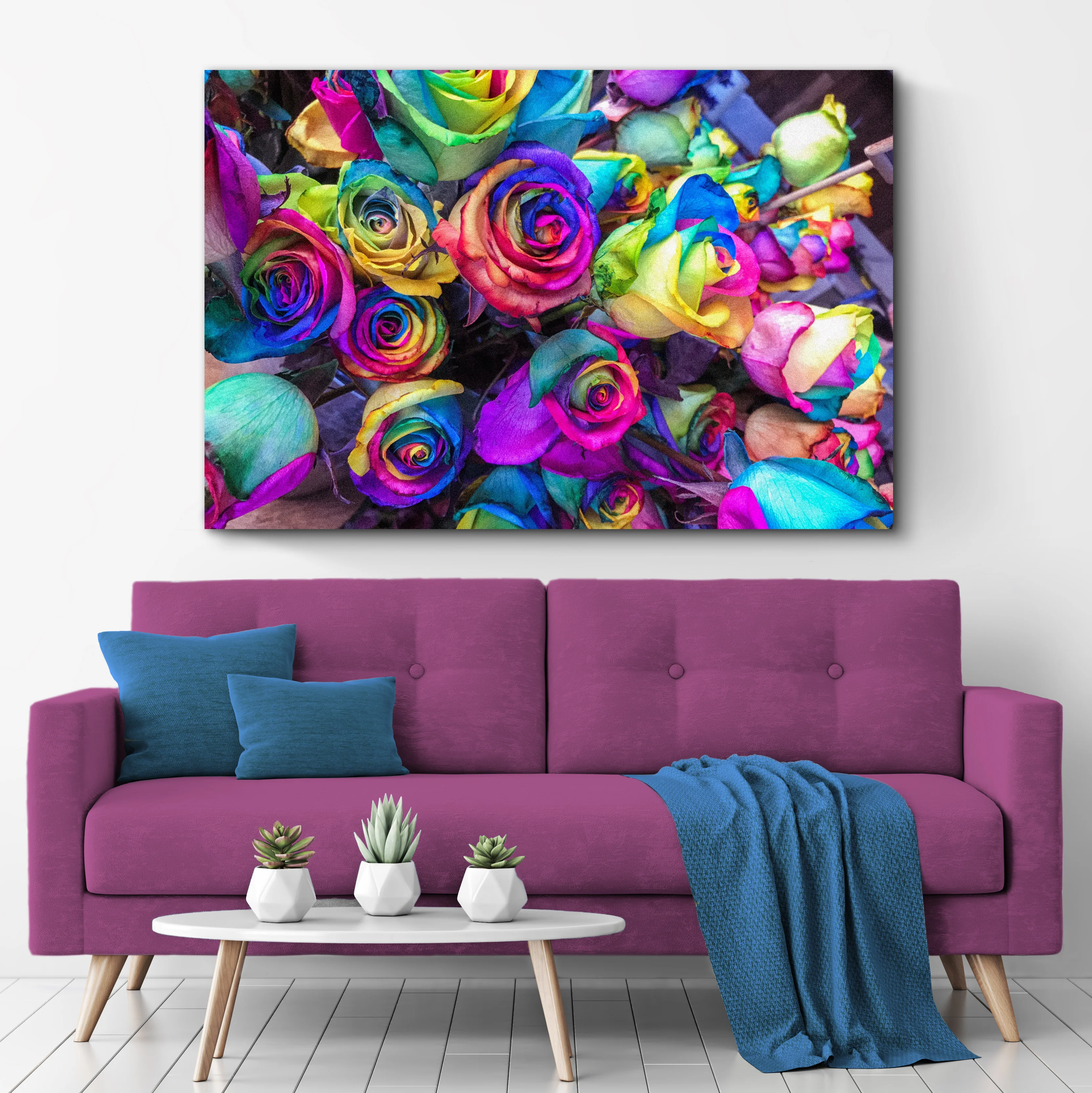 Rainbow Roses Canvas Wall Art - Image 3