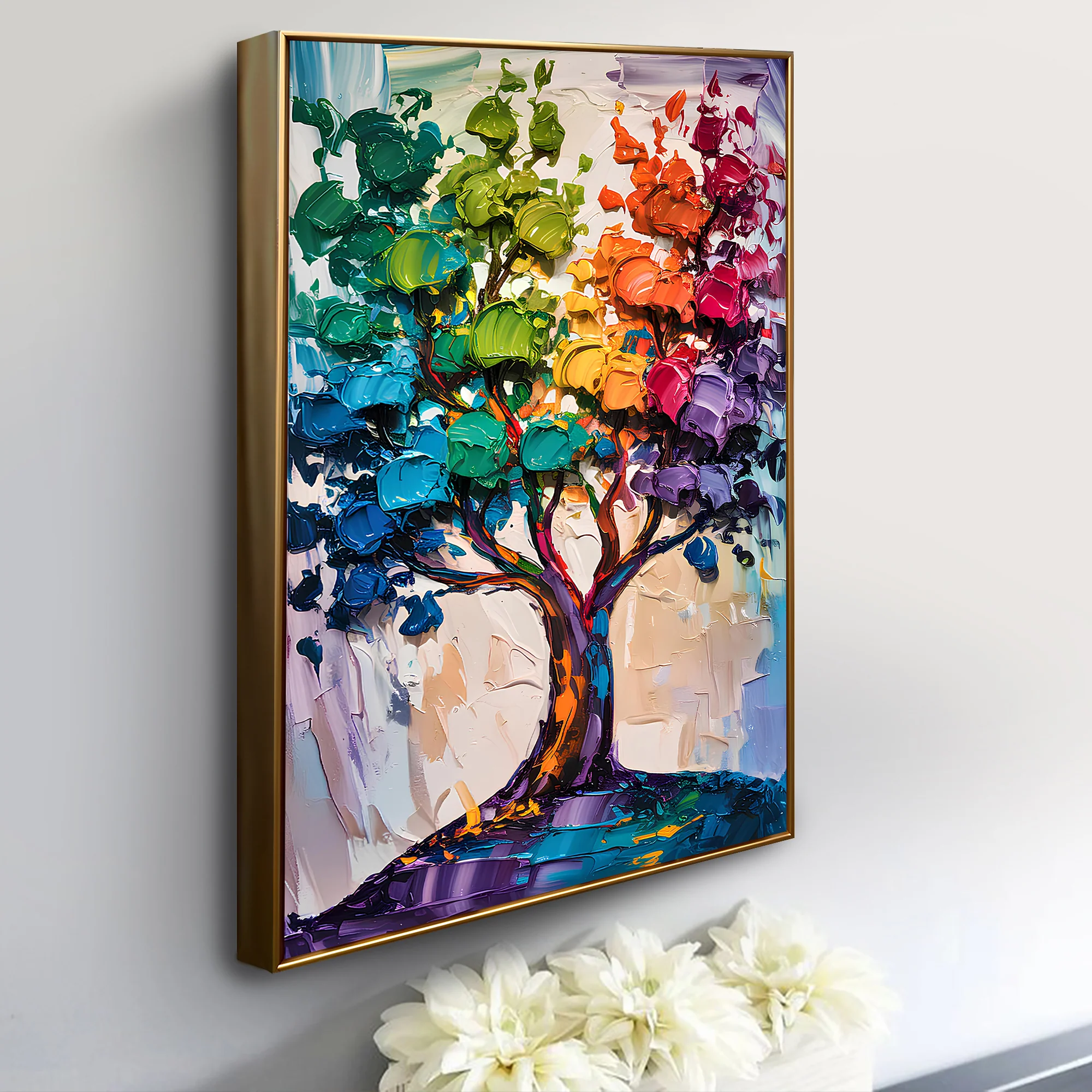 Rainbow Tree Abstract Wall Art - Image 2