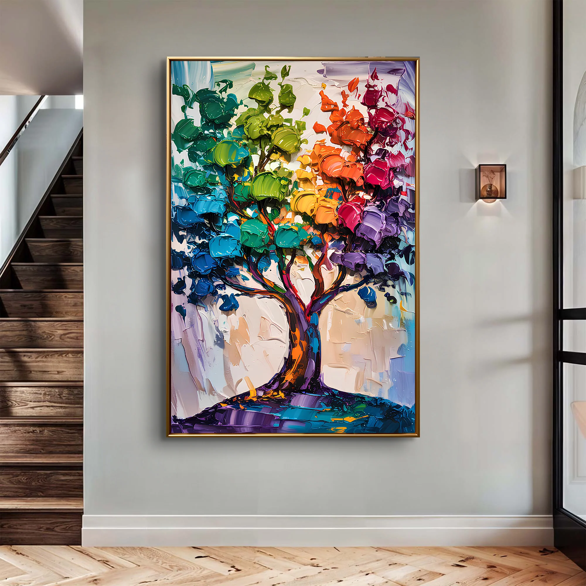 Rainbow Tree Abstract Wall Art - Image 3