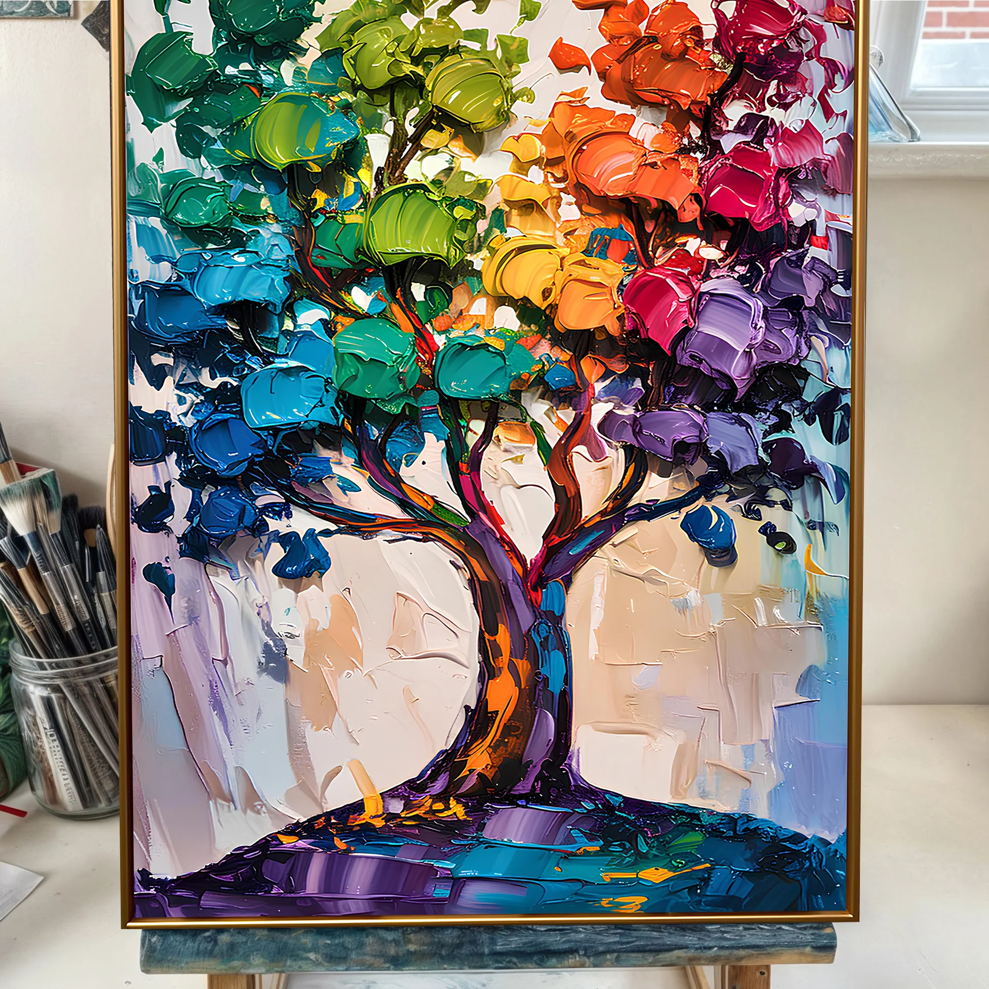 Rainbow Tree Abstract Wall Art - Image 5