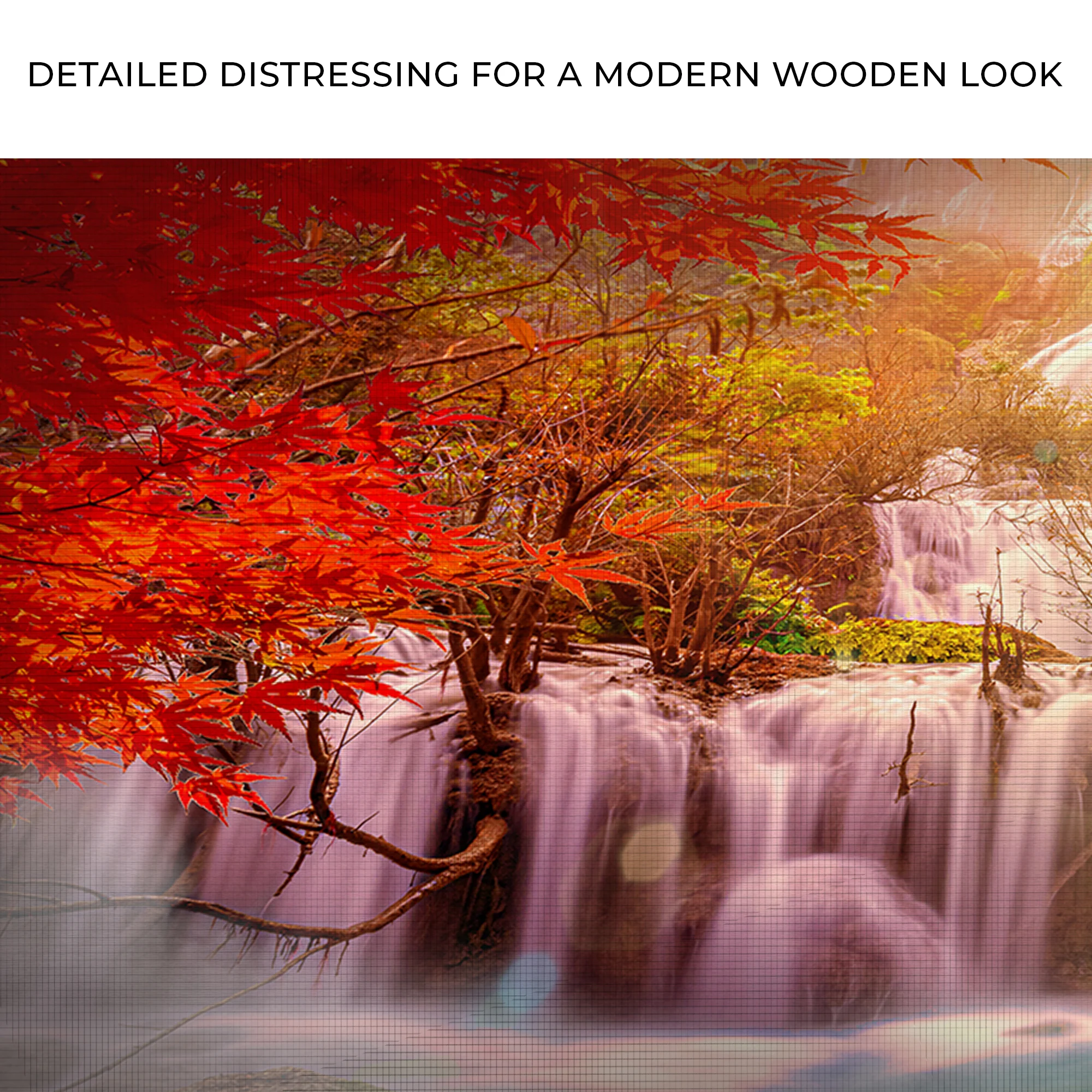 Red Autumn Waterfall Canvas Wall Art - Image 4