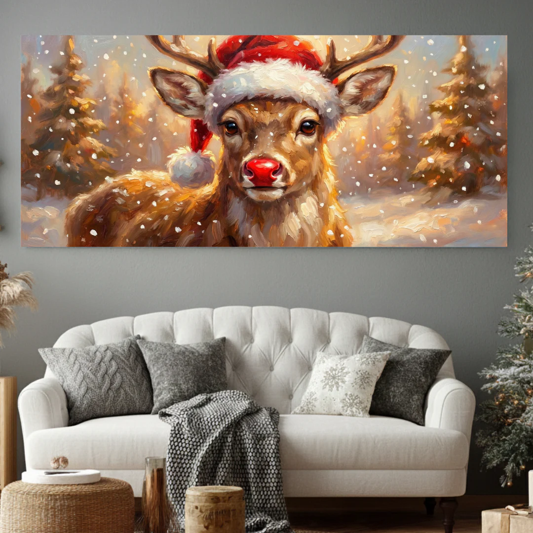 Red Nosed Reindeer Christmas Farmhouse Wall Art - Image 5