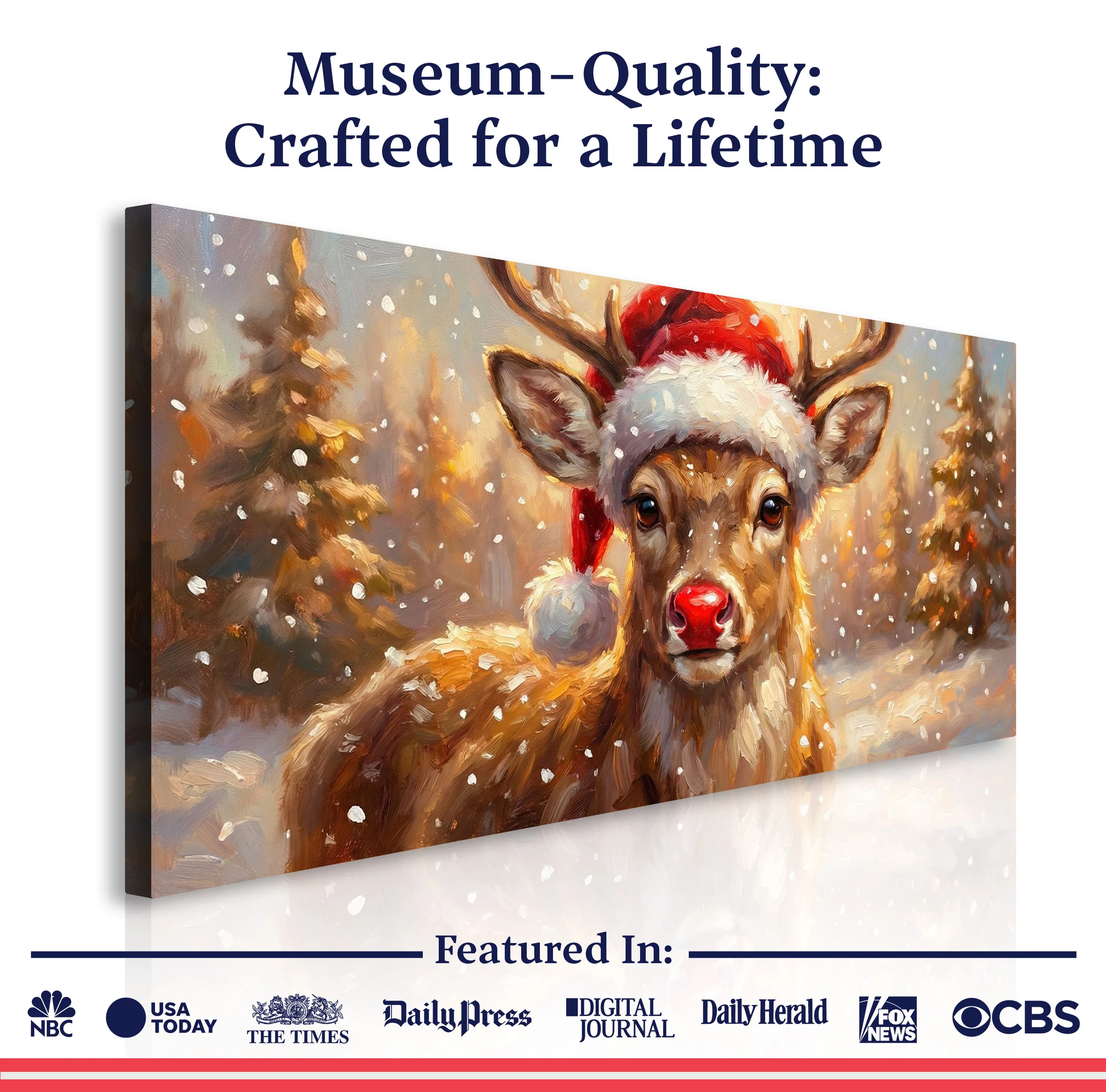 Red Nosed Reindeer Christmas Farmhouse Wall Art - Image 6