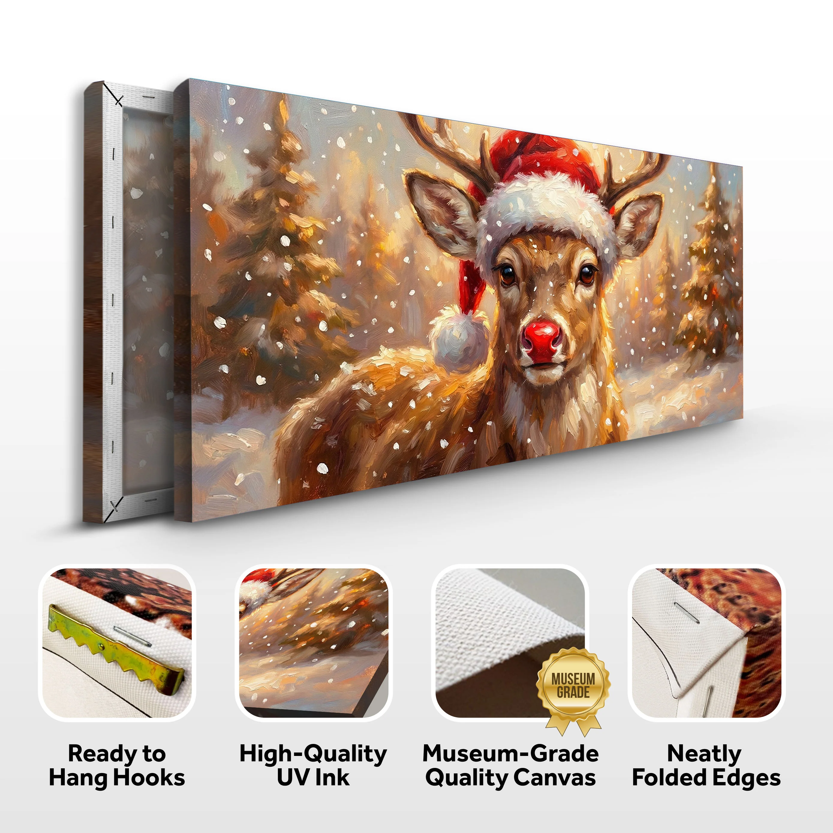 Red Nosed Reindeer Christmas Farmhouse Wall Art - Image 8