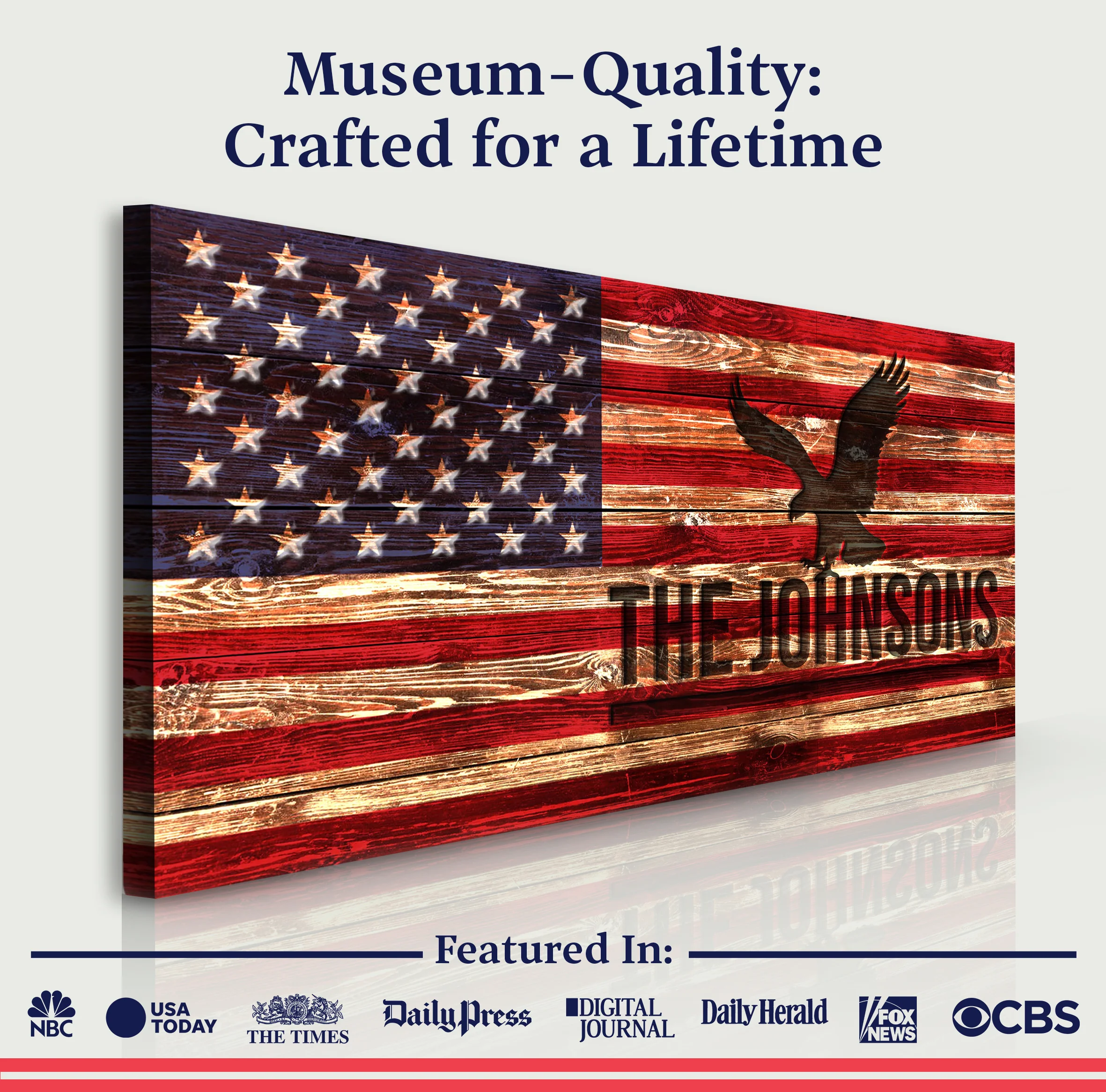 Rustic American Flag Family Name Sign - Image 3