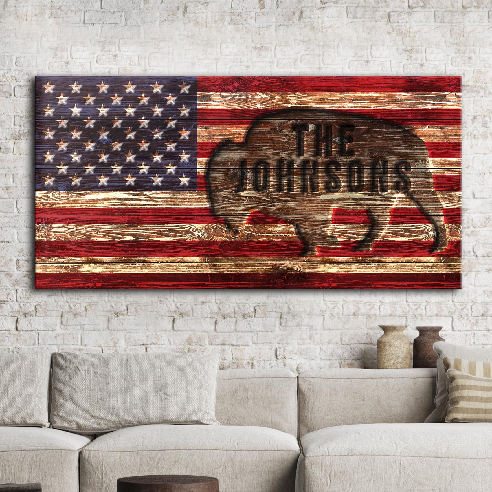 Rustic American Flag Family Name Sign - Image 7
