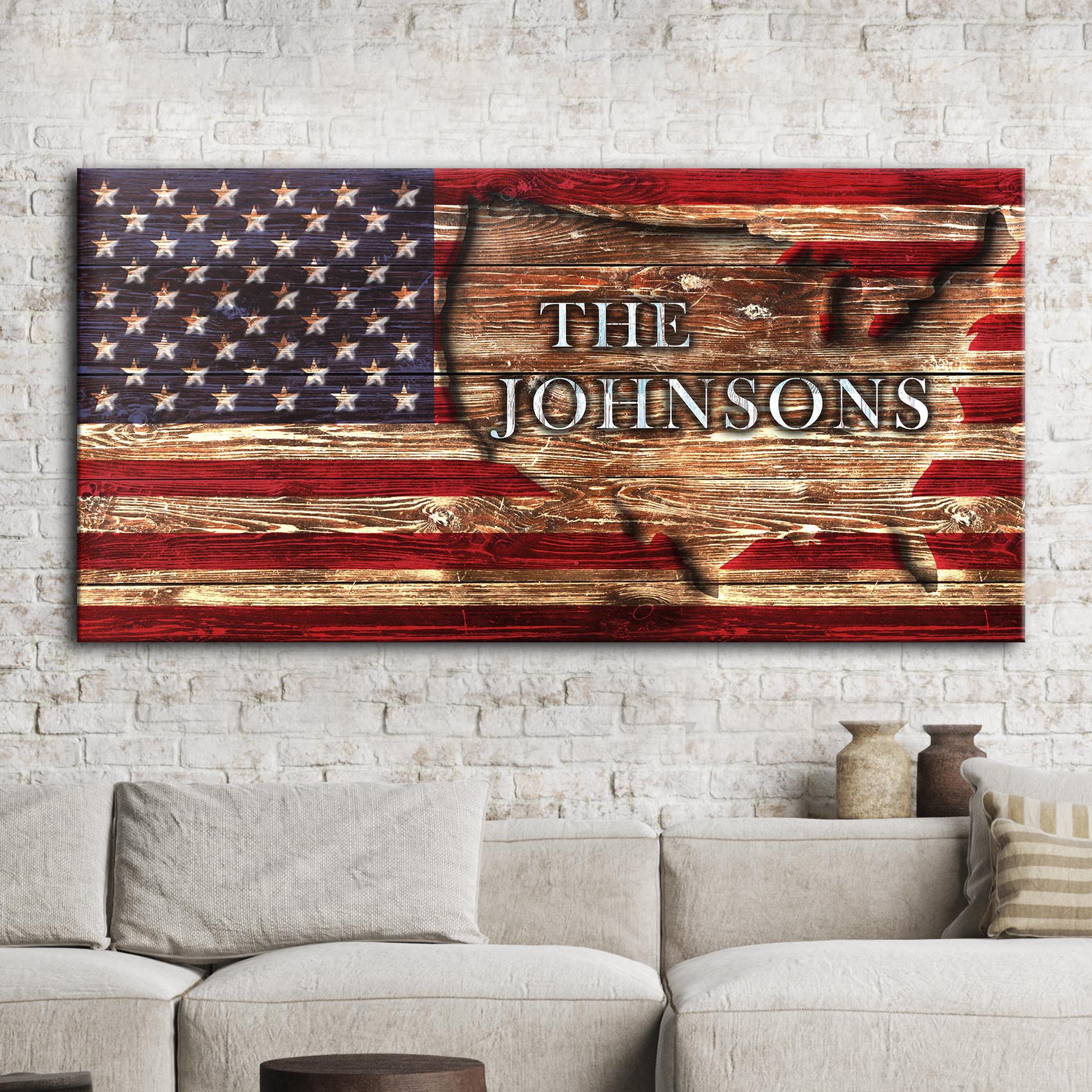 Rustic American Flag Family Name Sign - Image 8