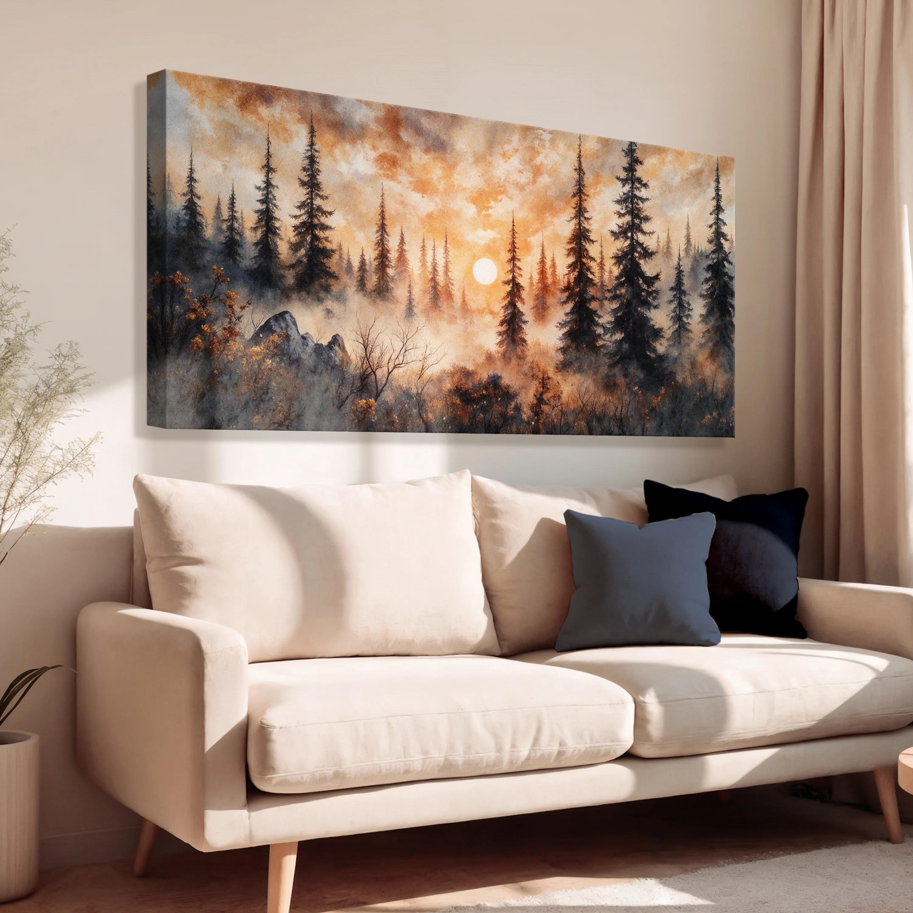 Rustic Forest Sunset Wall Art - Image 2