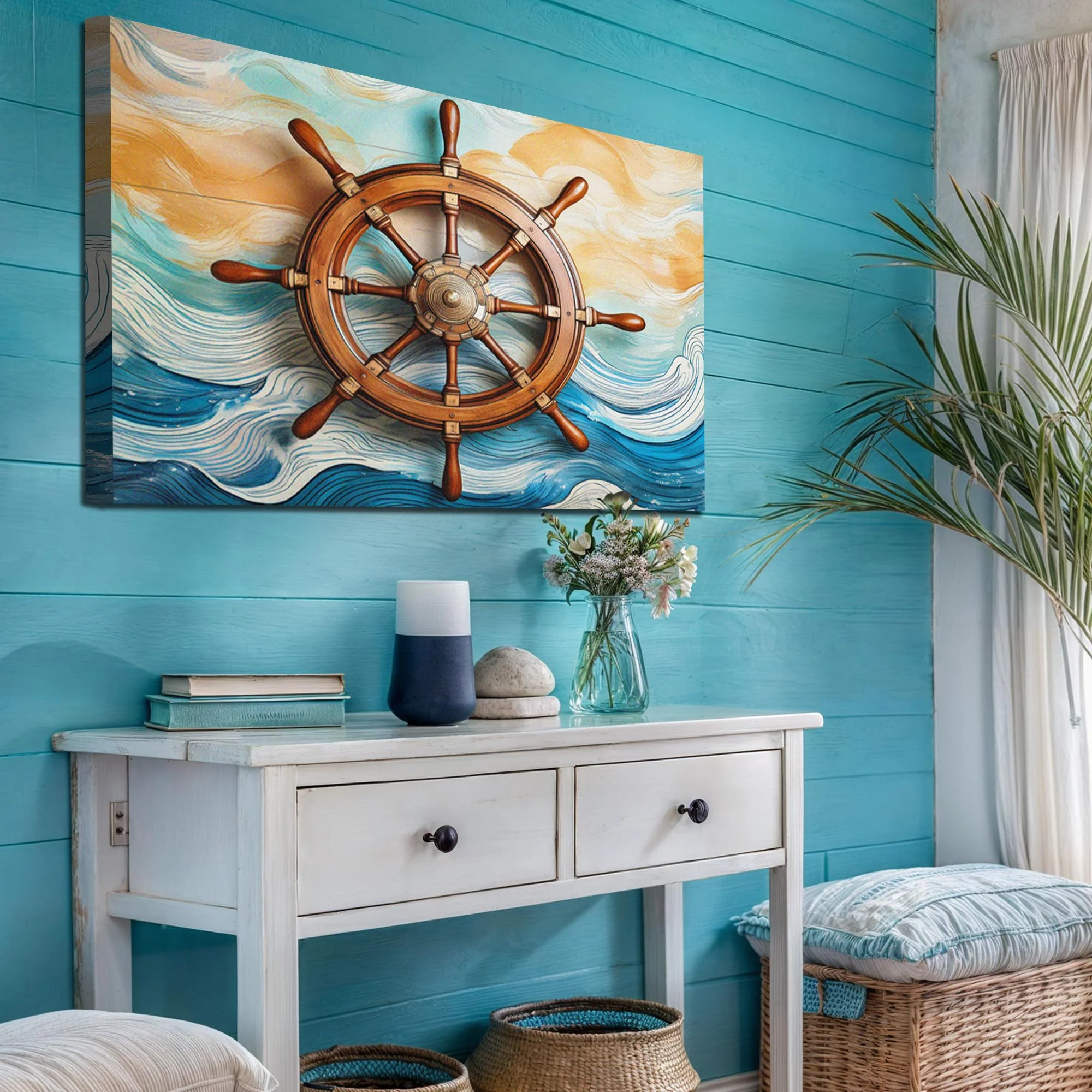 Sailboat Ship Wheel Coastal Wall Art II - Image 4