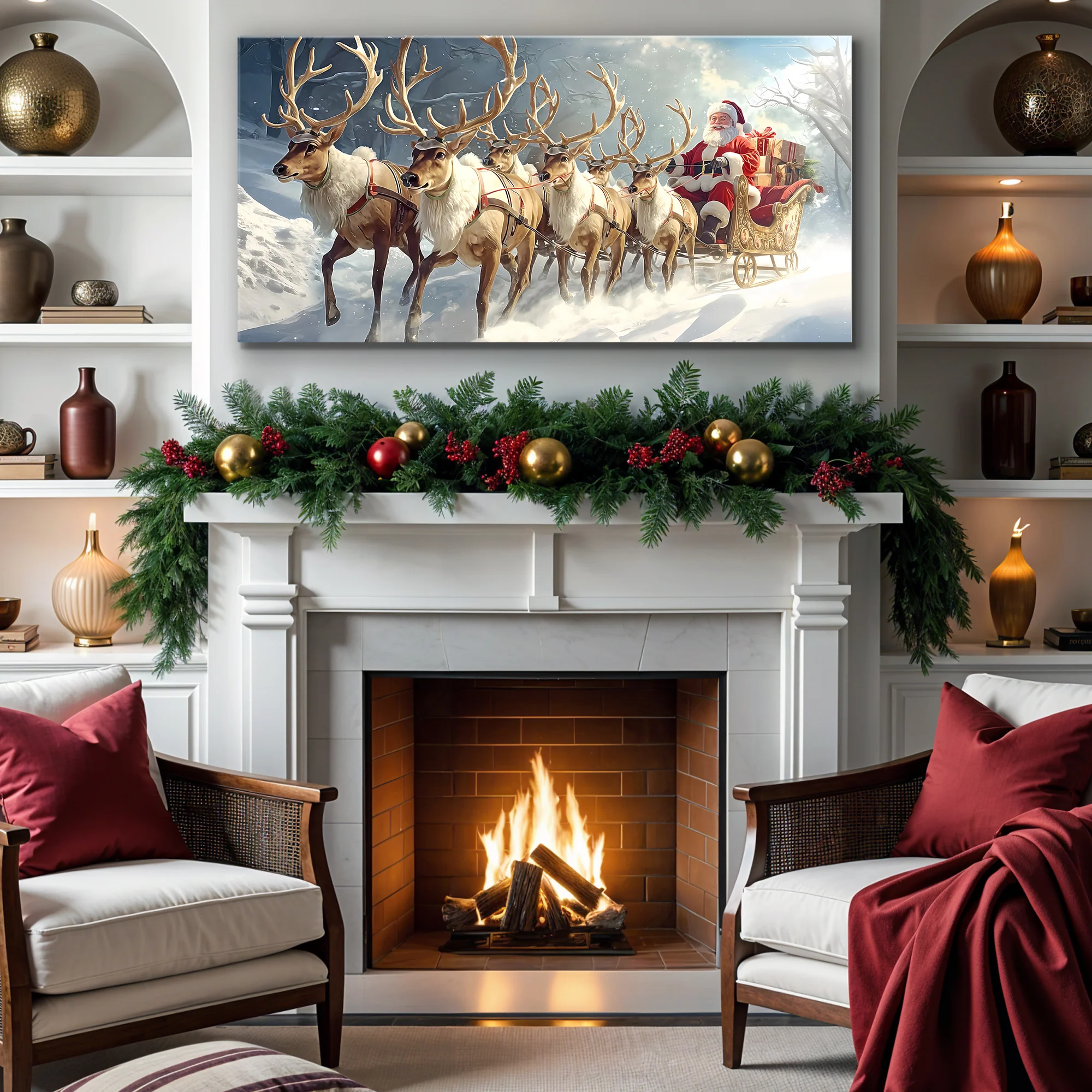 Santa’s Sleigh Ride Christmas Wall Art - Image 2