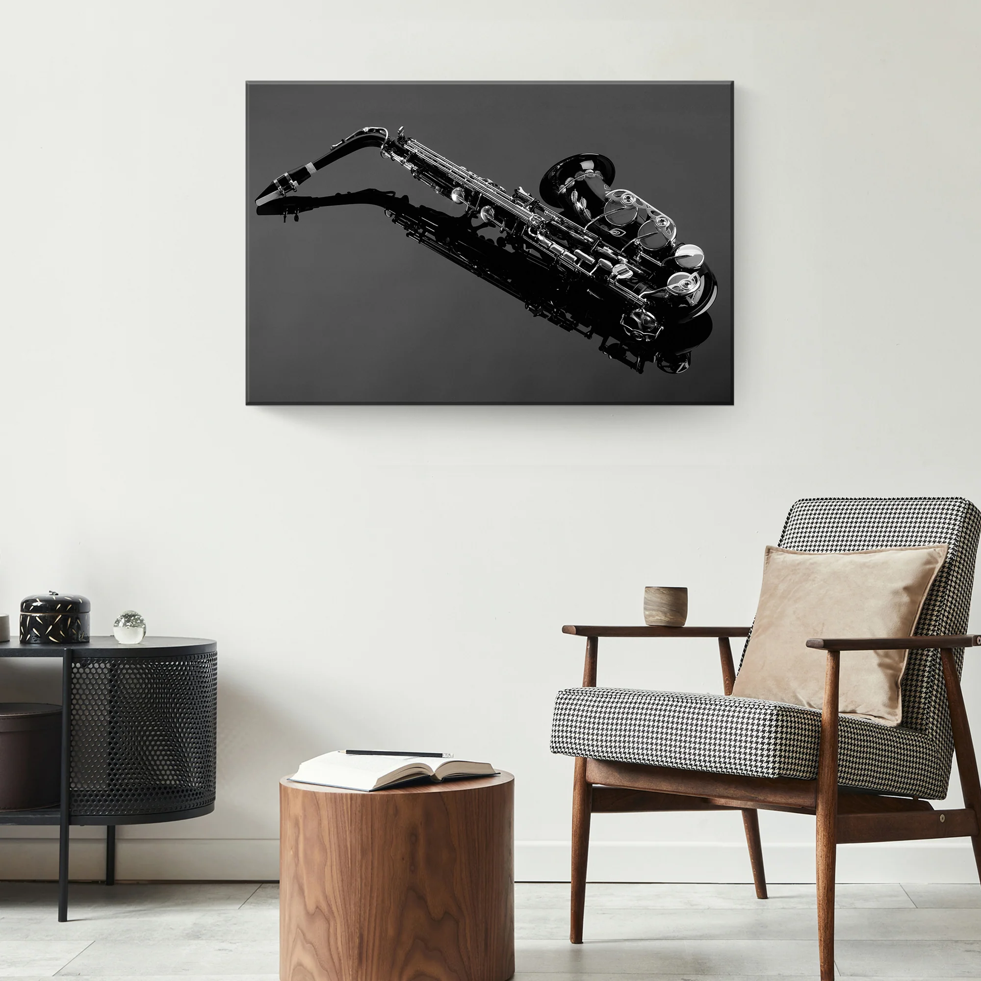 Saxophone Monochrome Canvas Wall Art - Image 3
