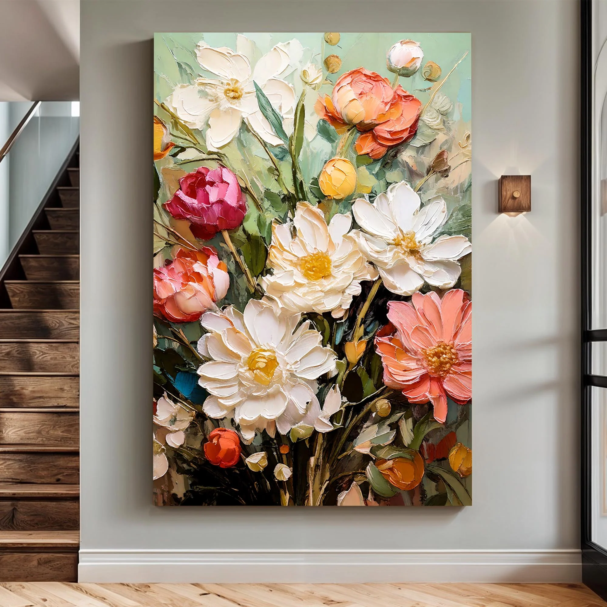 Serene Blossoms Impasto Wall Art - Image 2