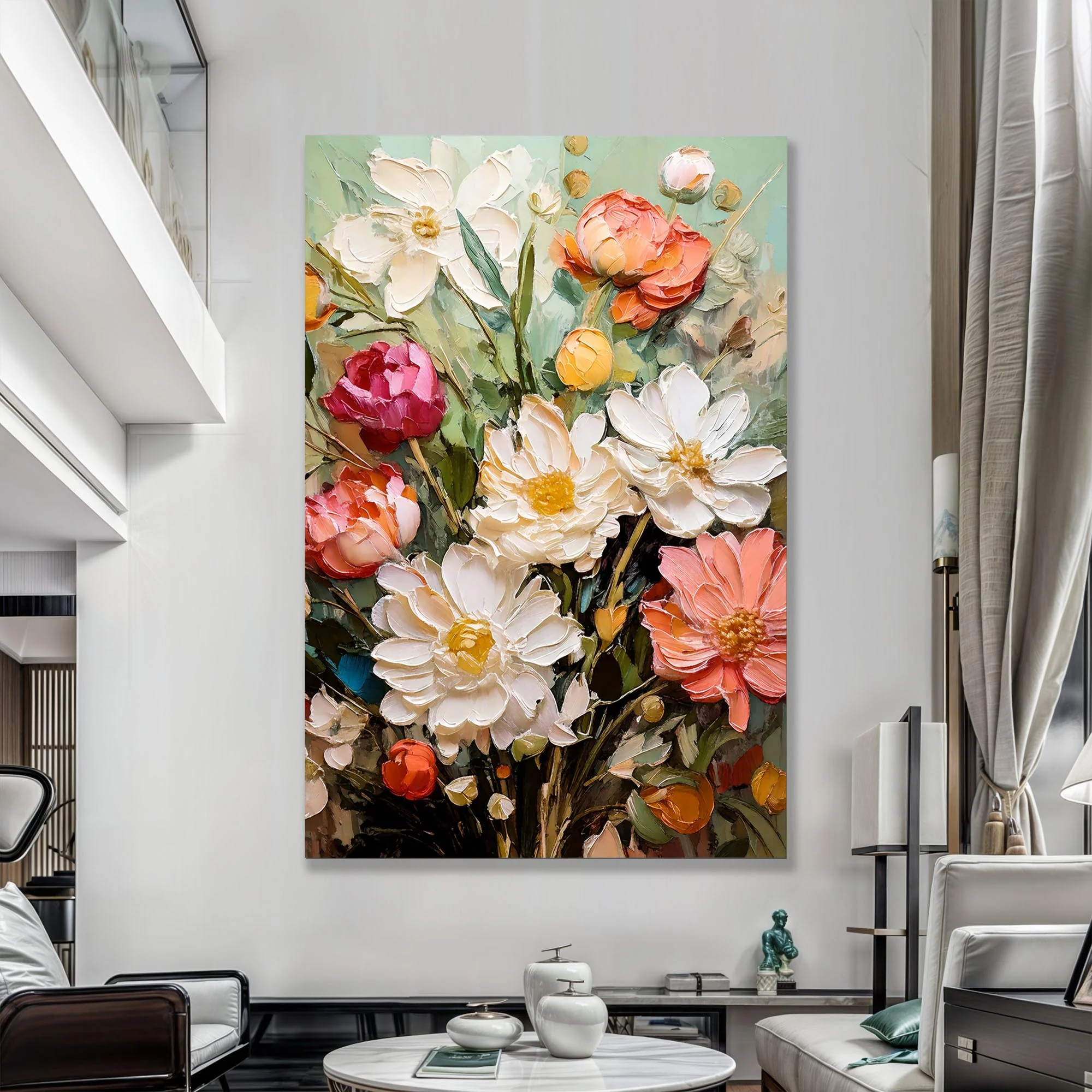 Serene Blossoms Impasto Wall Art - Image 3