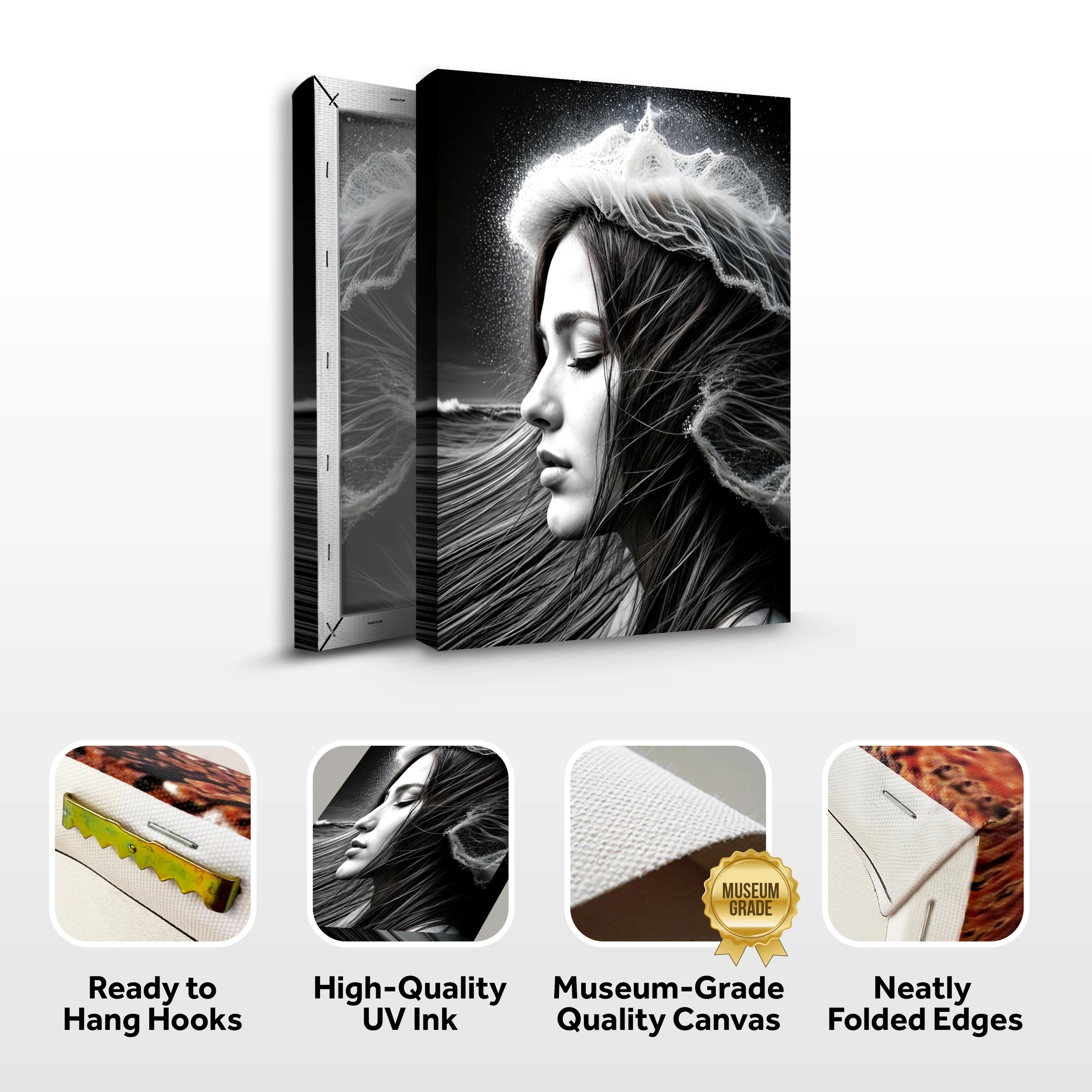 Monochrome Serene Woman Wall Art - Image 4