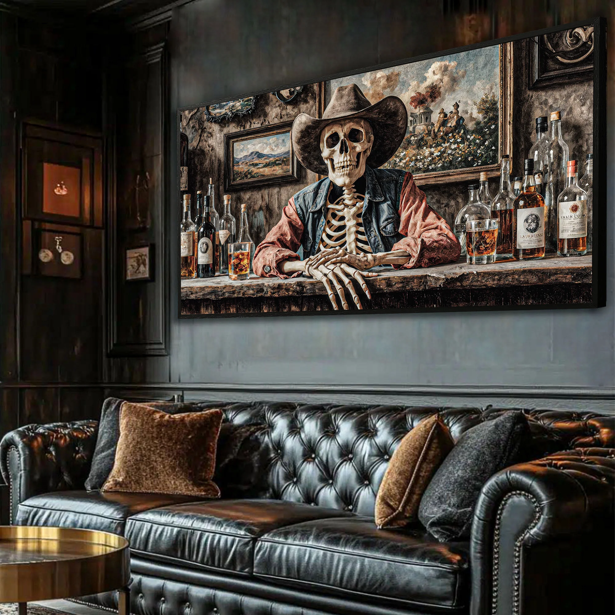 Skeleton Cowboy Barman At Western Saloon Wall Art - Image 4
