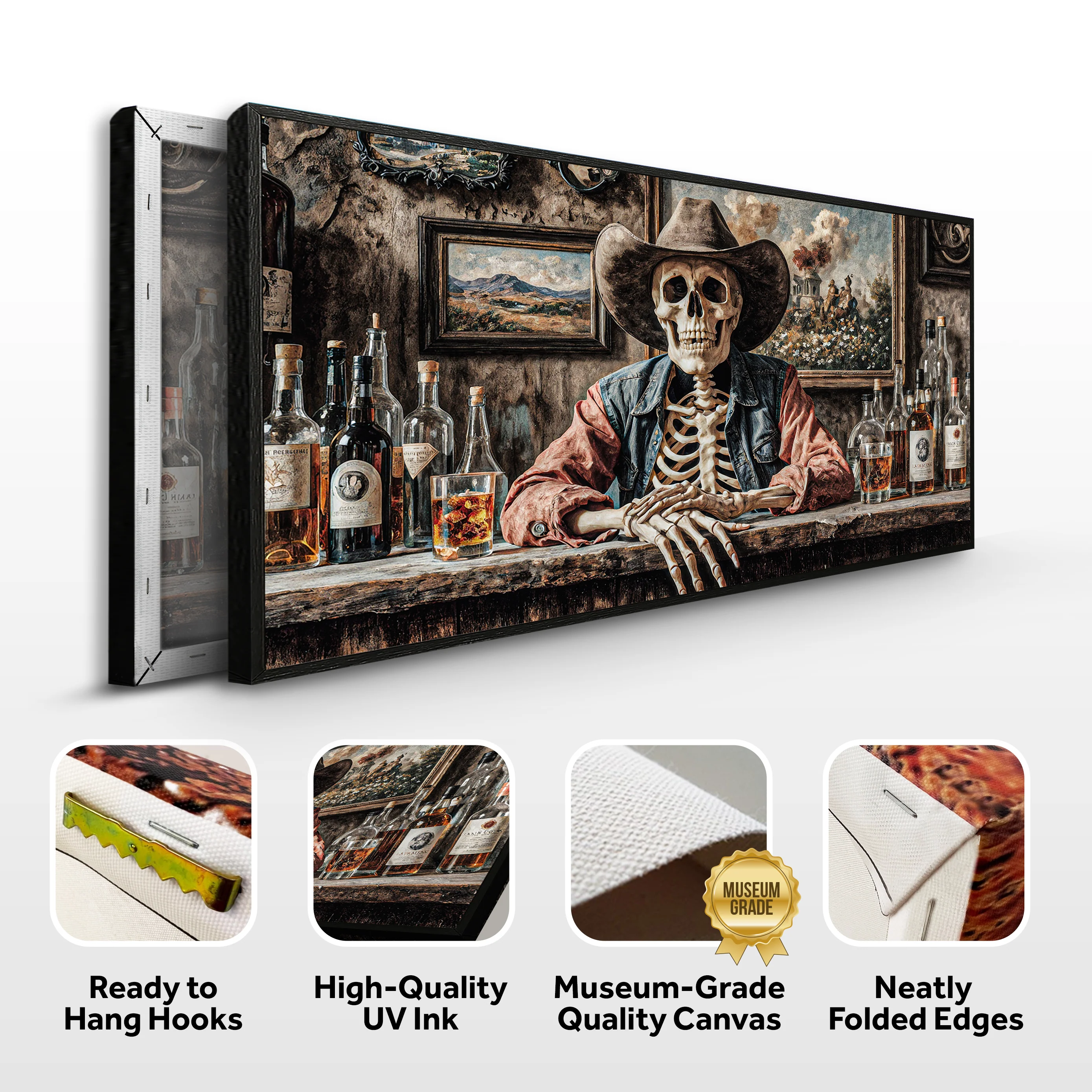 Skeleton Cowboy Barman At Western Saloon Wall Art - Image 8