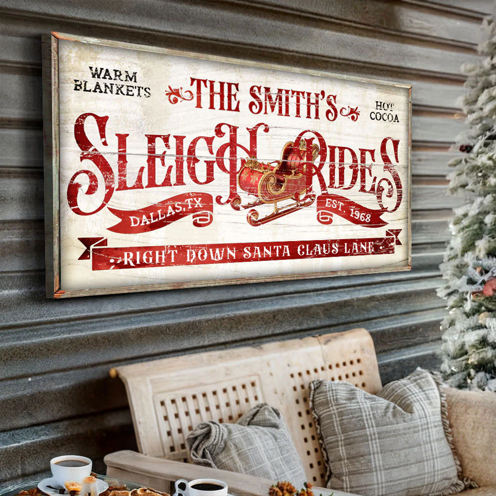 Sleigh Rides Christmas Sign III - Image 3