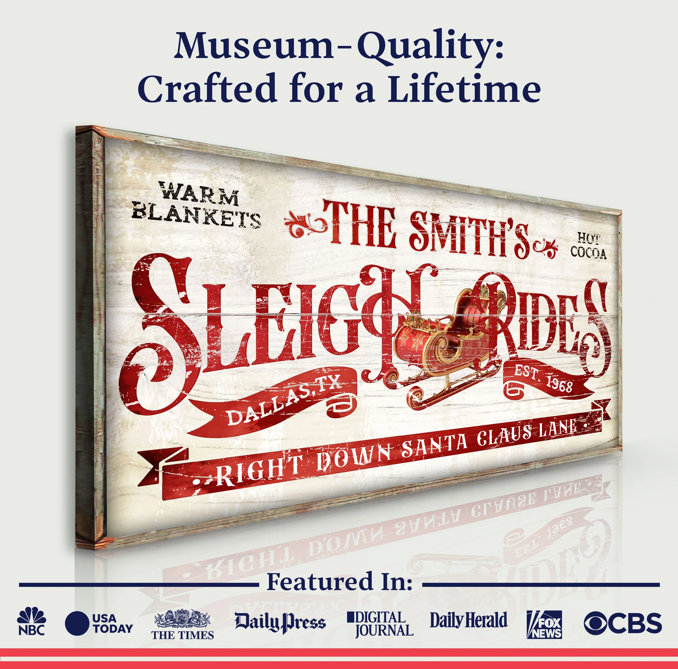 Sleigh Rides Christmas Sign III - Image 4