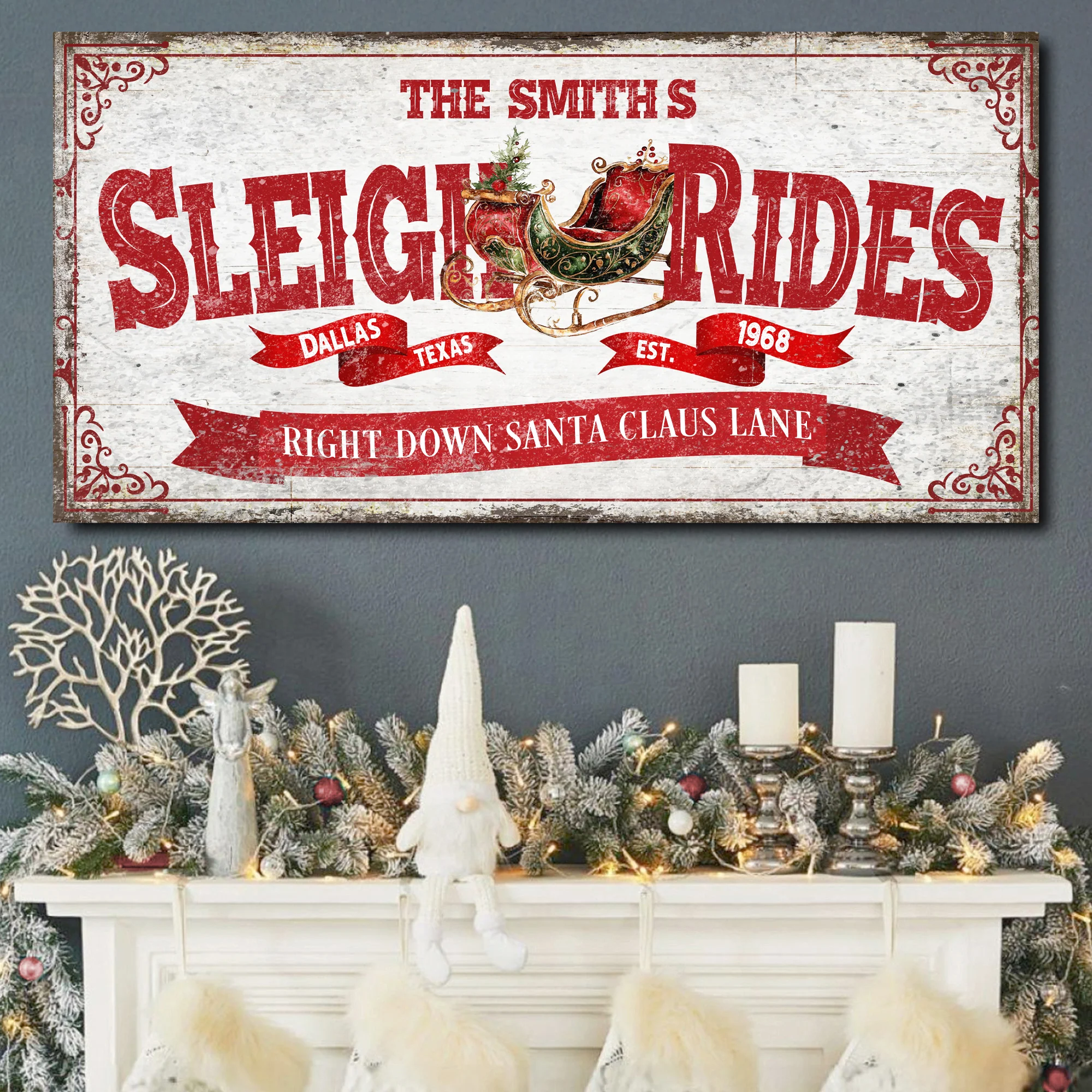 Sleigh Rides Christmas Sign IV - Image 3
