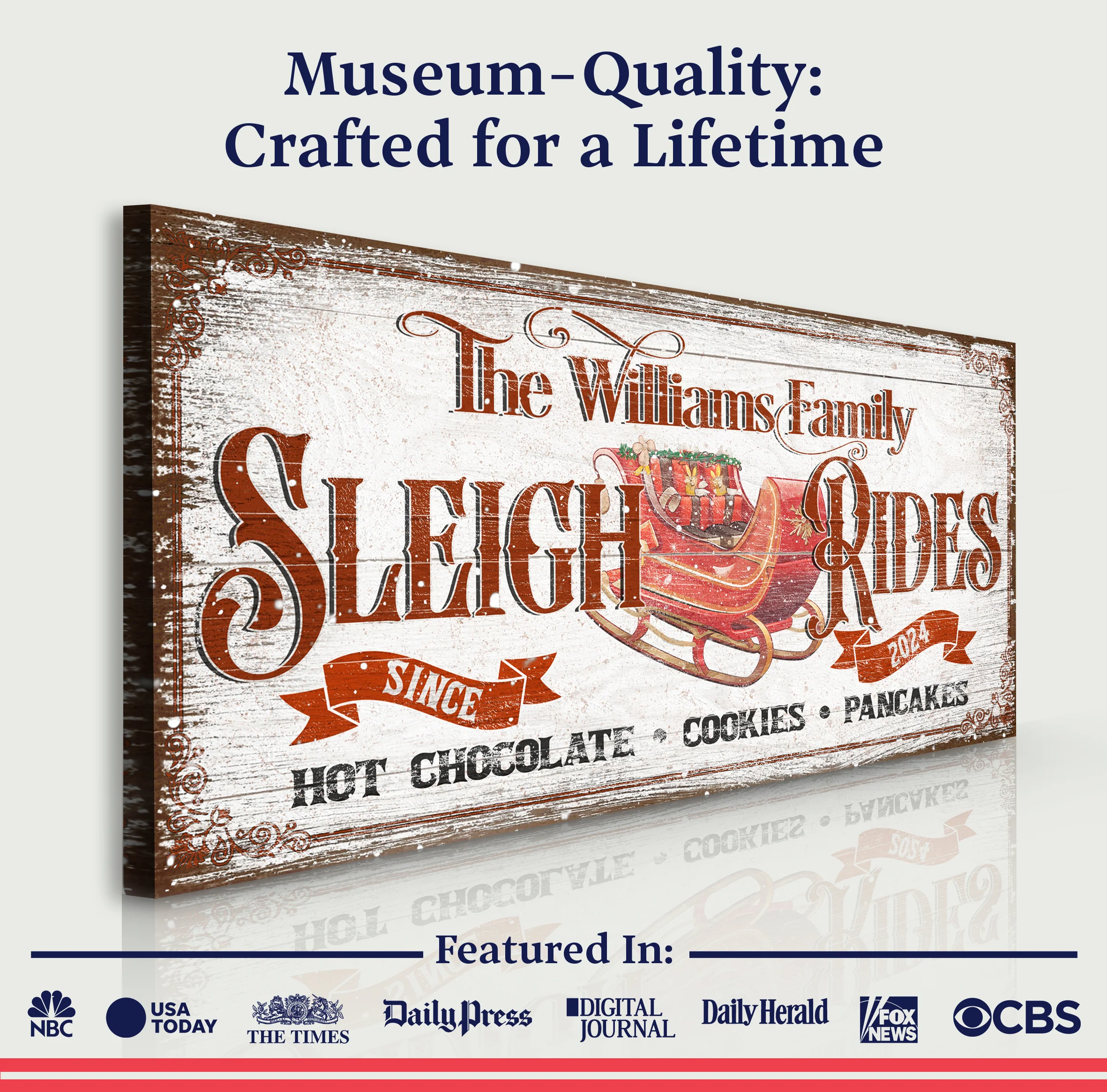 Sleigh Rides Christmas Sign V - Image 4