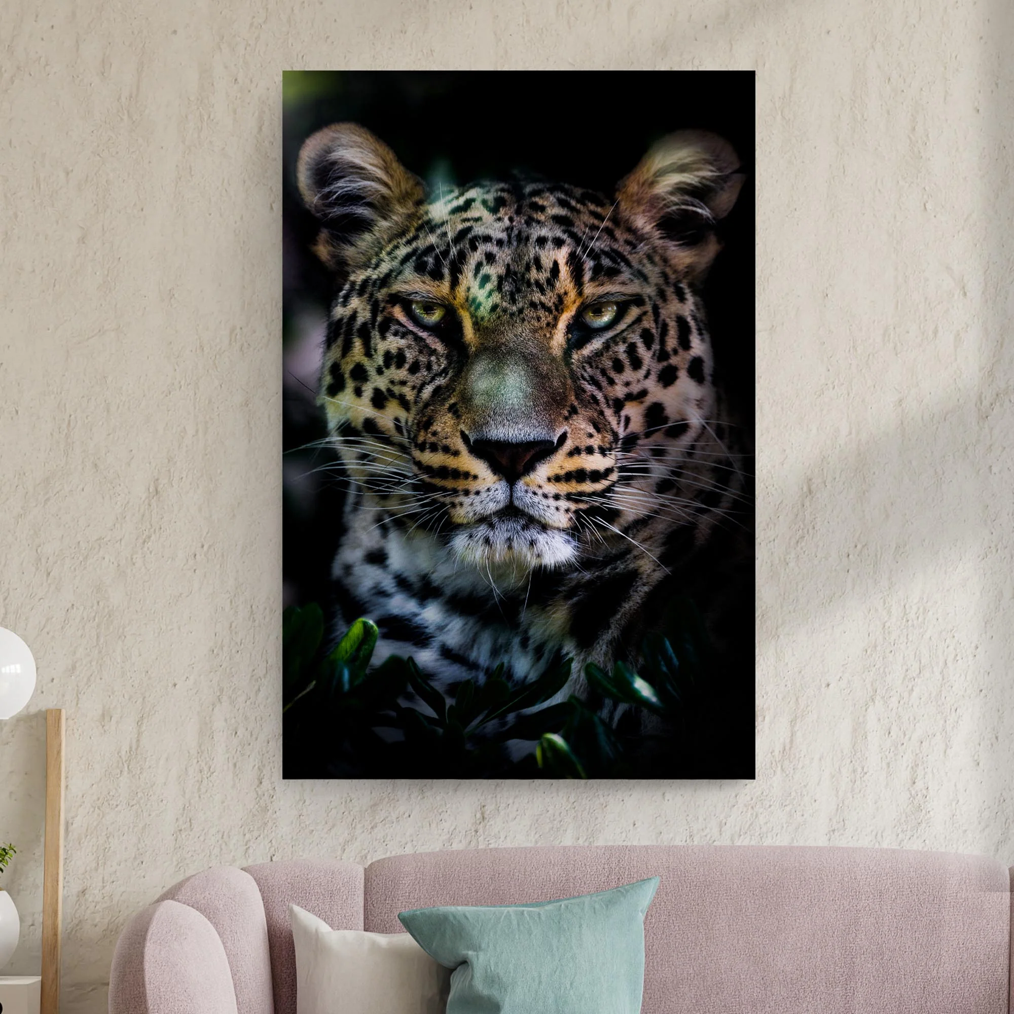 Sneaky Jungle Leopard Portrait Canvas Wall Art - Image 2