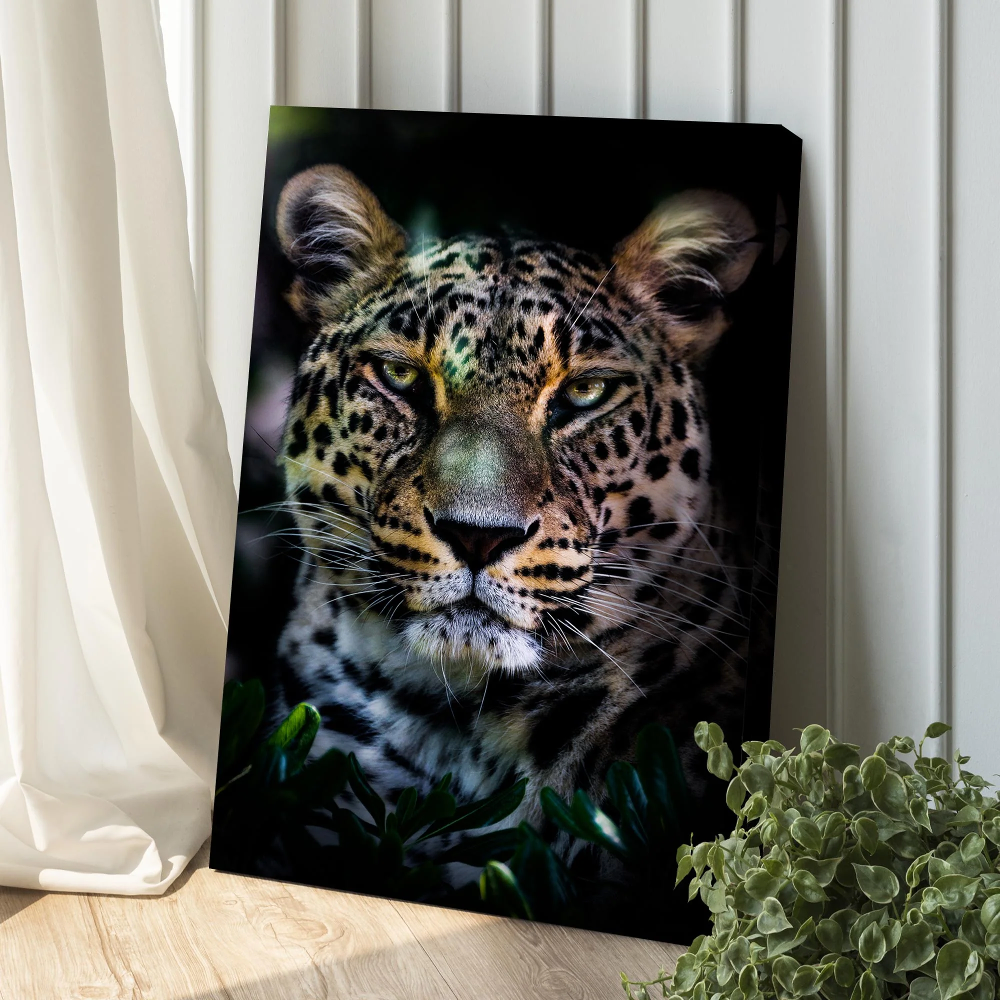 Sneaky Jungle Leopard Portrait Canvas Wall Art - Image 3