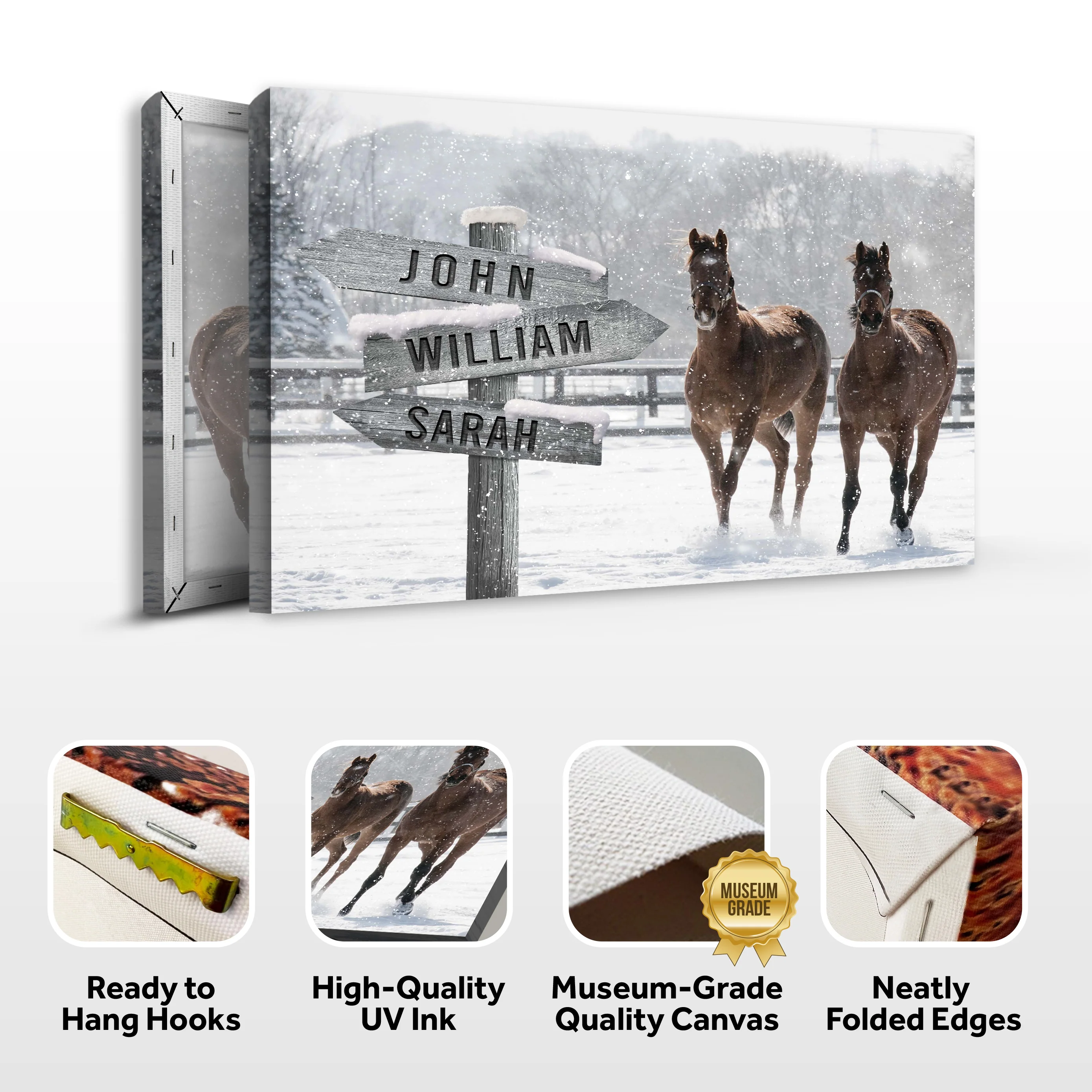 Snow Horses Vintage Name Sign - Image 3