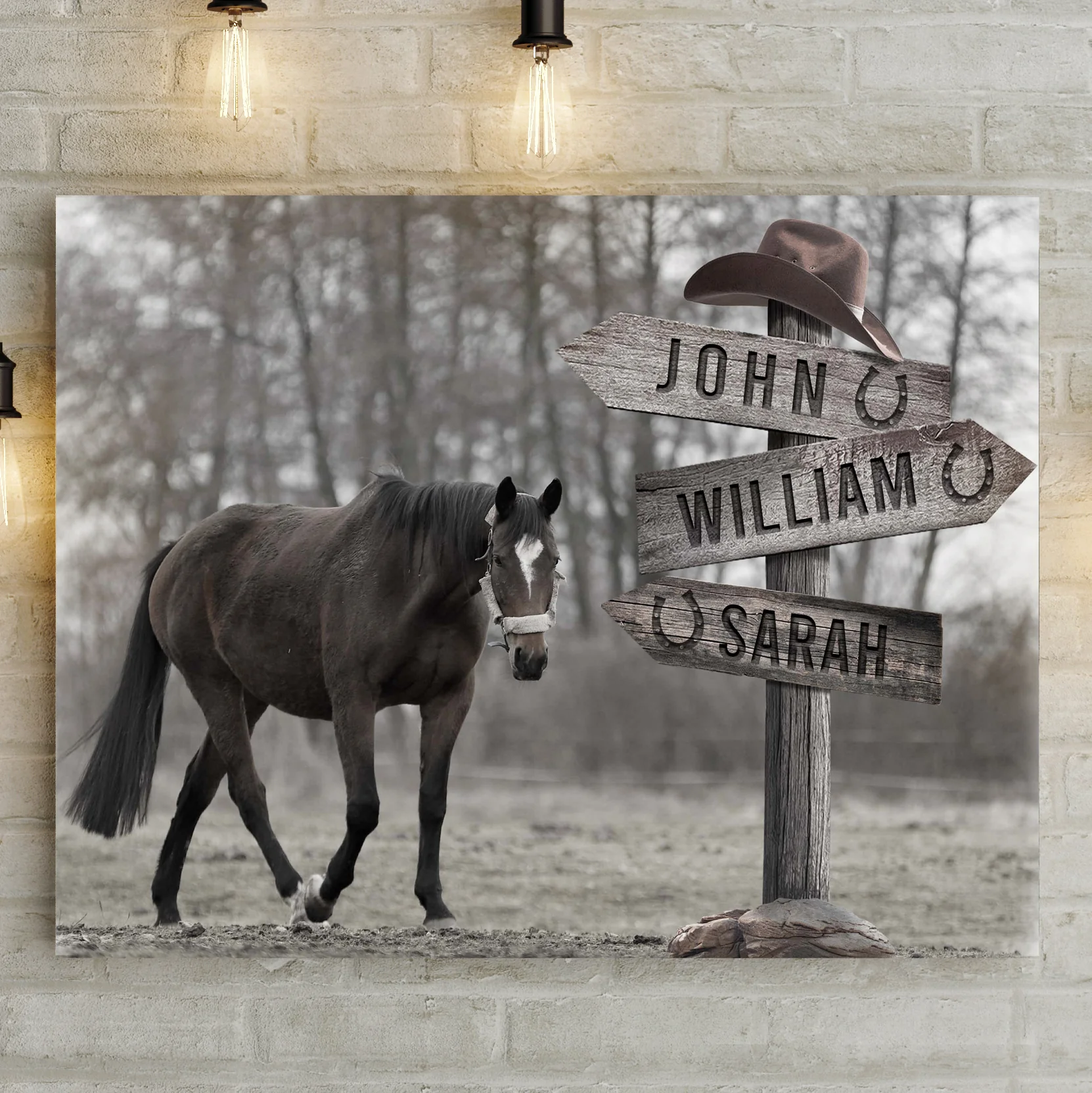 Snow Horses Vintage Name Sign - Image 6