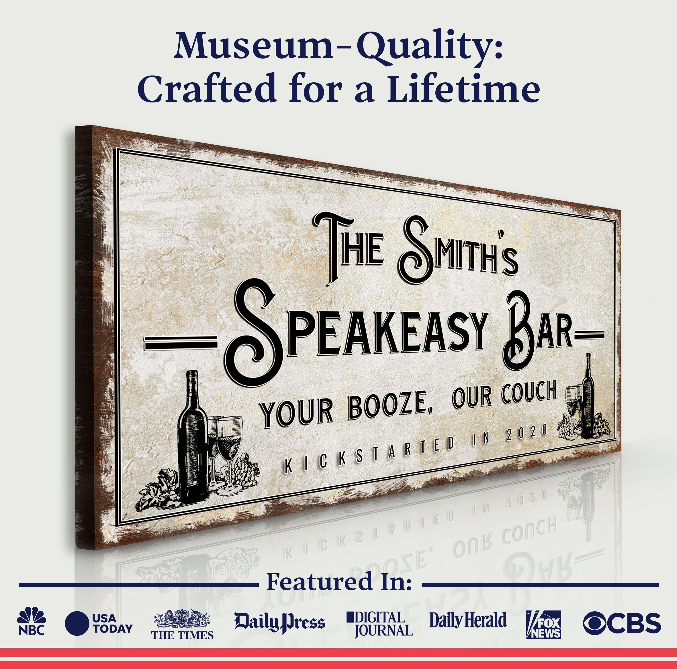 Speakeasy Your Booze Our Couch Bar Sign - Image 4