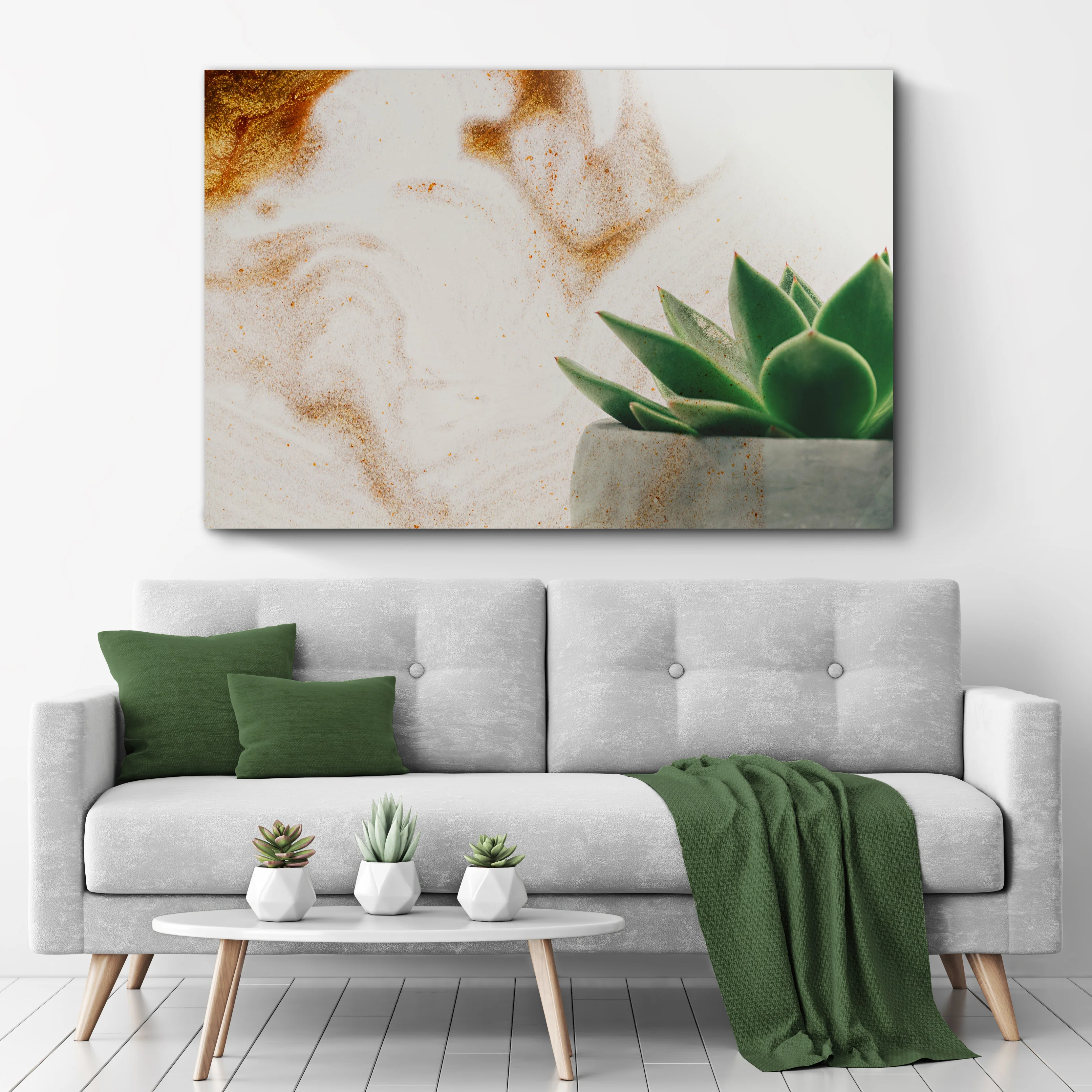 Stone Pot Succulent Plant Canvas Wall Art - Image 3