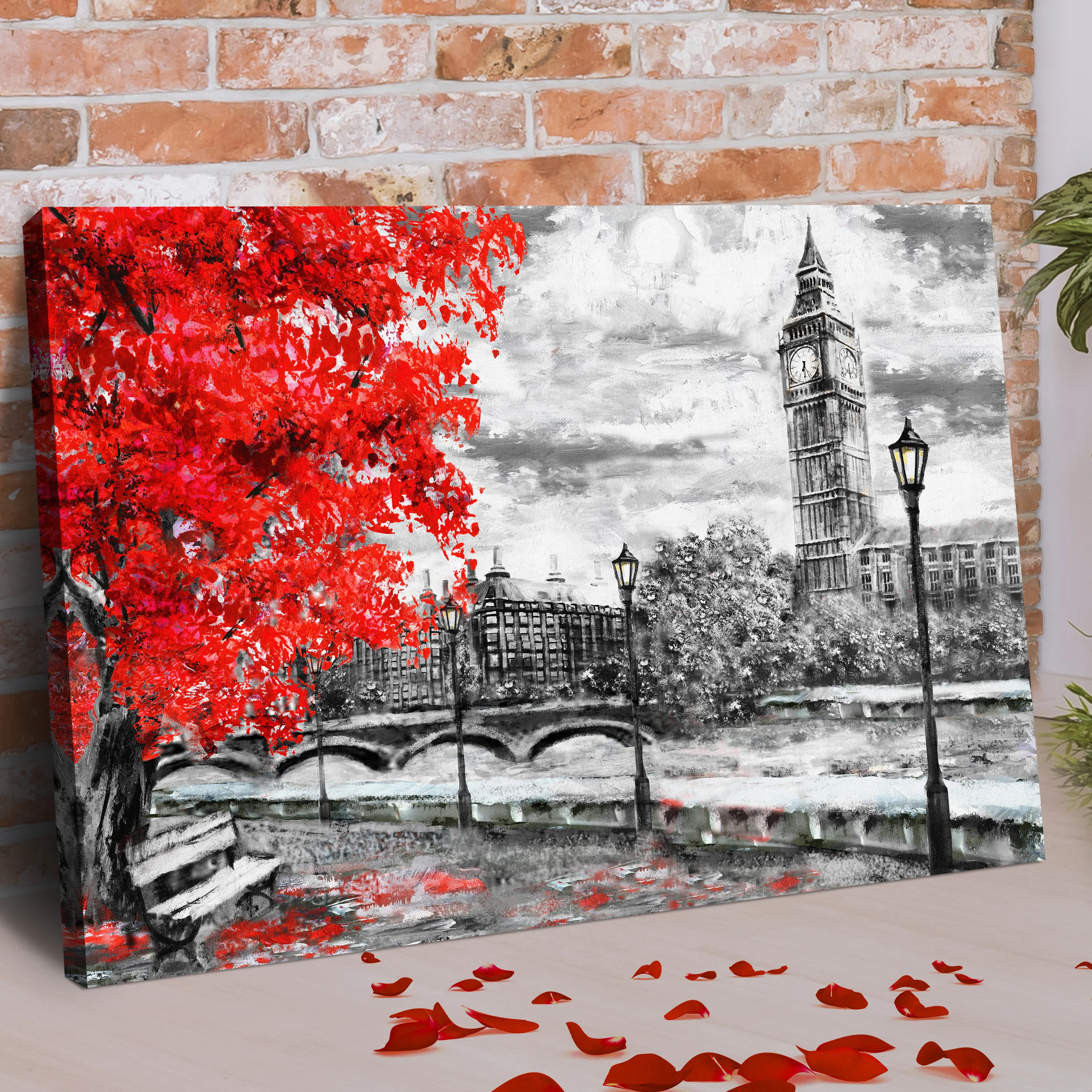 Stunning Red Autumn Tree Canvas Wall Art - Image 2