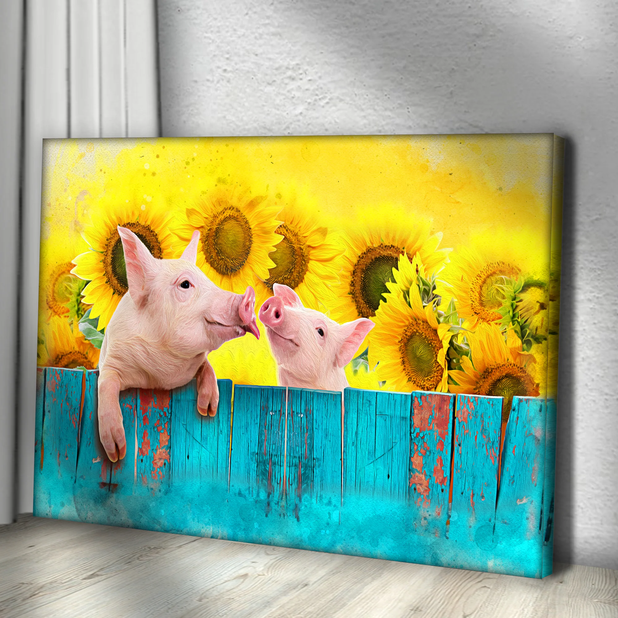 Sunflower Pigs Canvas Wall Art - Image 2