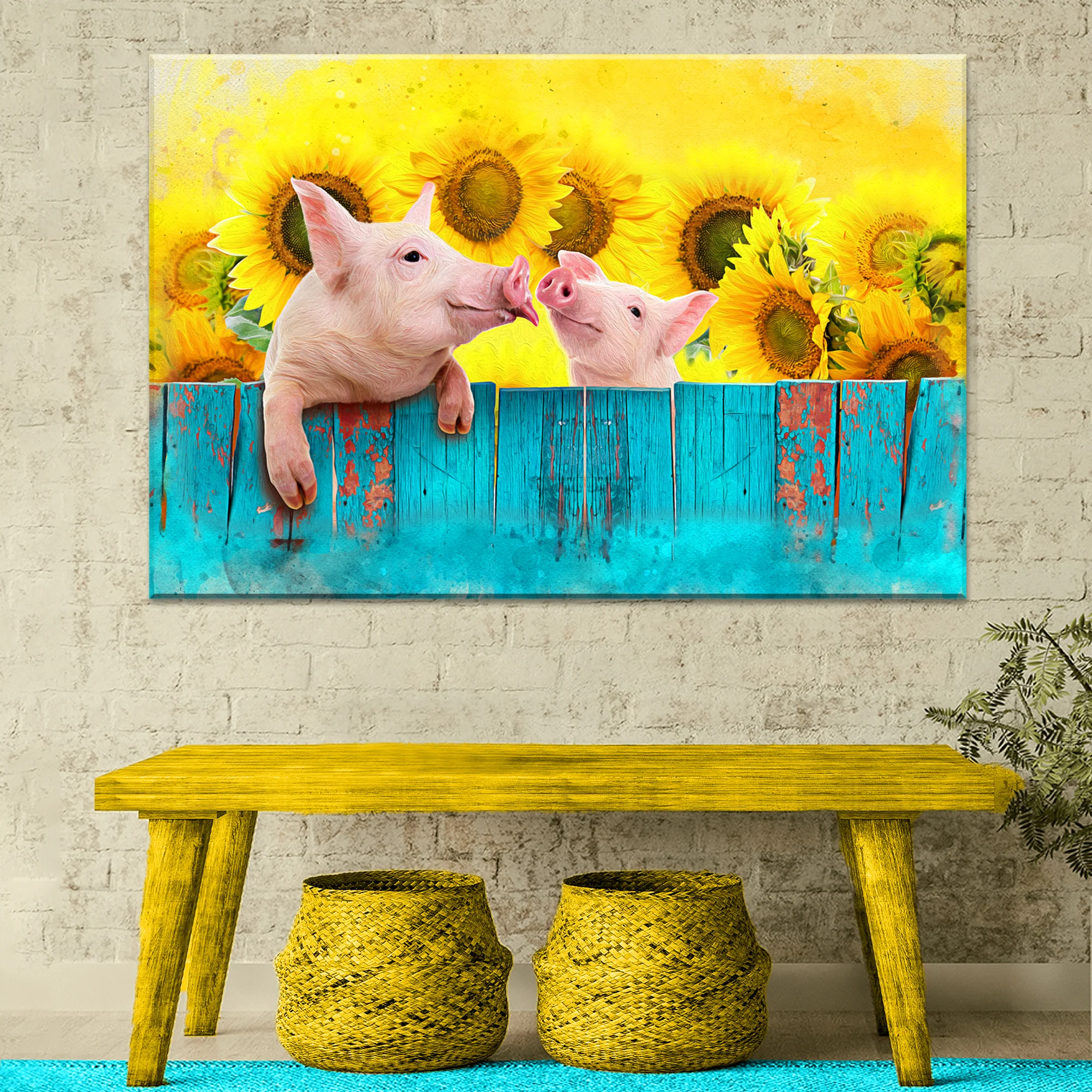 Sunflower Pigs Canvas Wall Art - Image 3