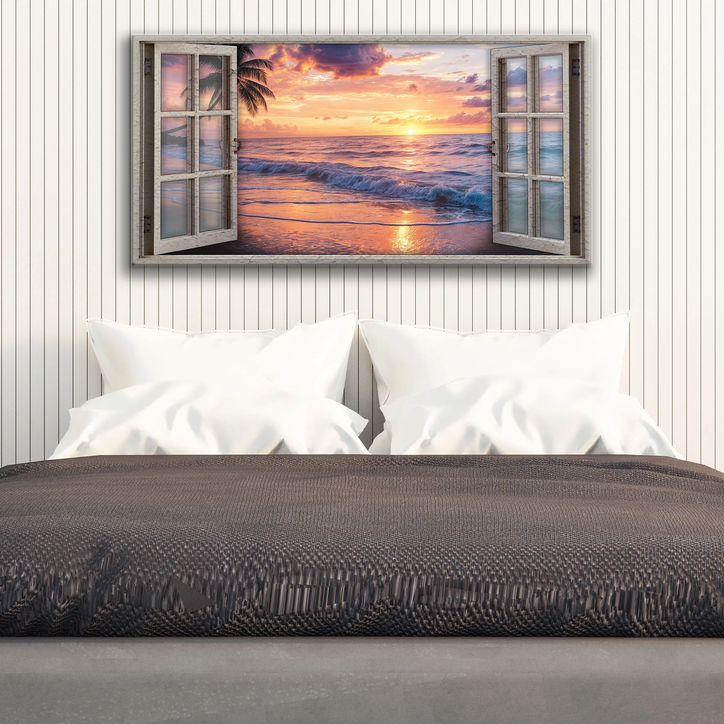 Sunset Beach Window Scenery Wall Art - Image 2
