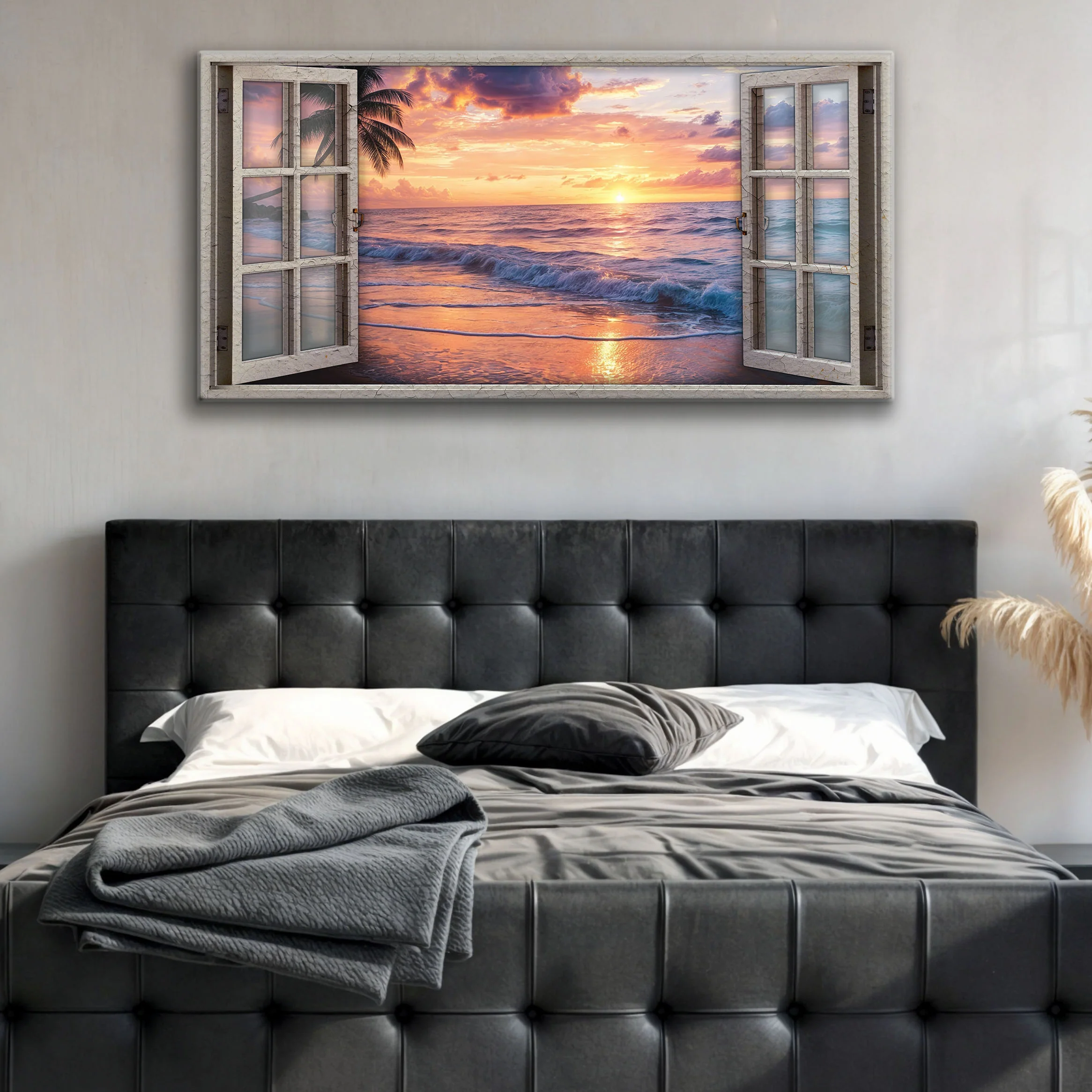 Sunset Beach Window Scenery Wall Art - Image 3